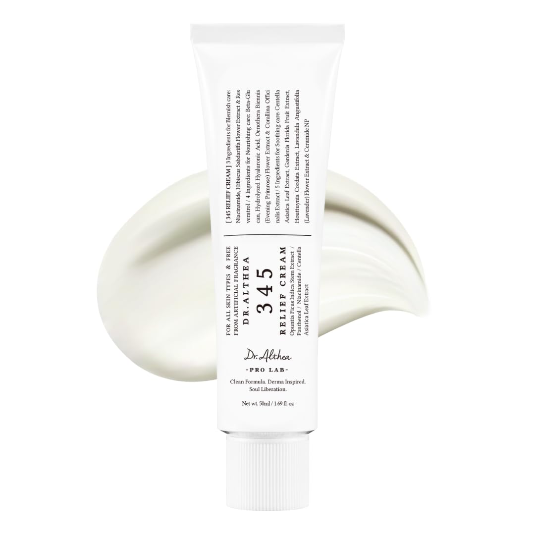 Dr.Althea 345 Relief Cream | Daily Face Moisturizer for Soothing Recovery and Blemish Care with PDRN & Niacinamide | Korean Vegan Skin Care for All Skin Types, 0.50 Fl Oz (Ver.2 - Pack of 1)