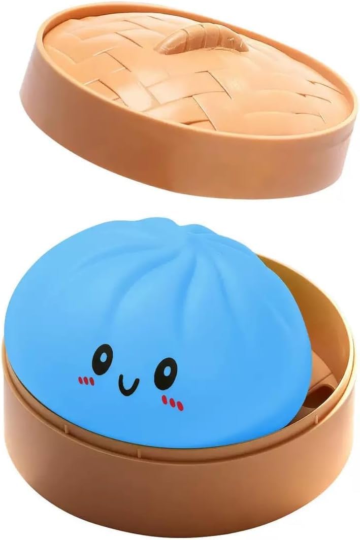 Dumpling Squishy, Mystery Dumpling Squishy, Dumplings Sensory Squeeze Toy for Stress Relief, Soft Squeeze Decompression Dough for Adults Classroom Prizes & Party Favors (Blue A)