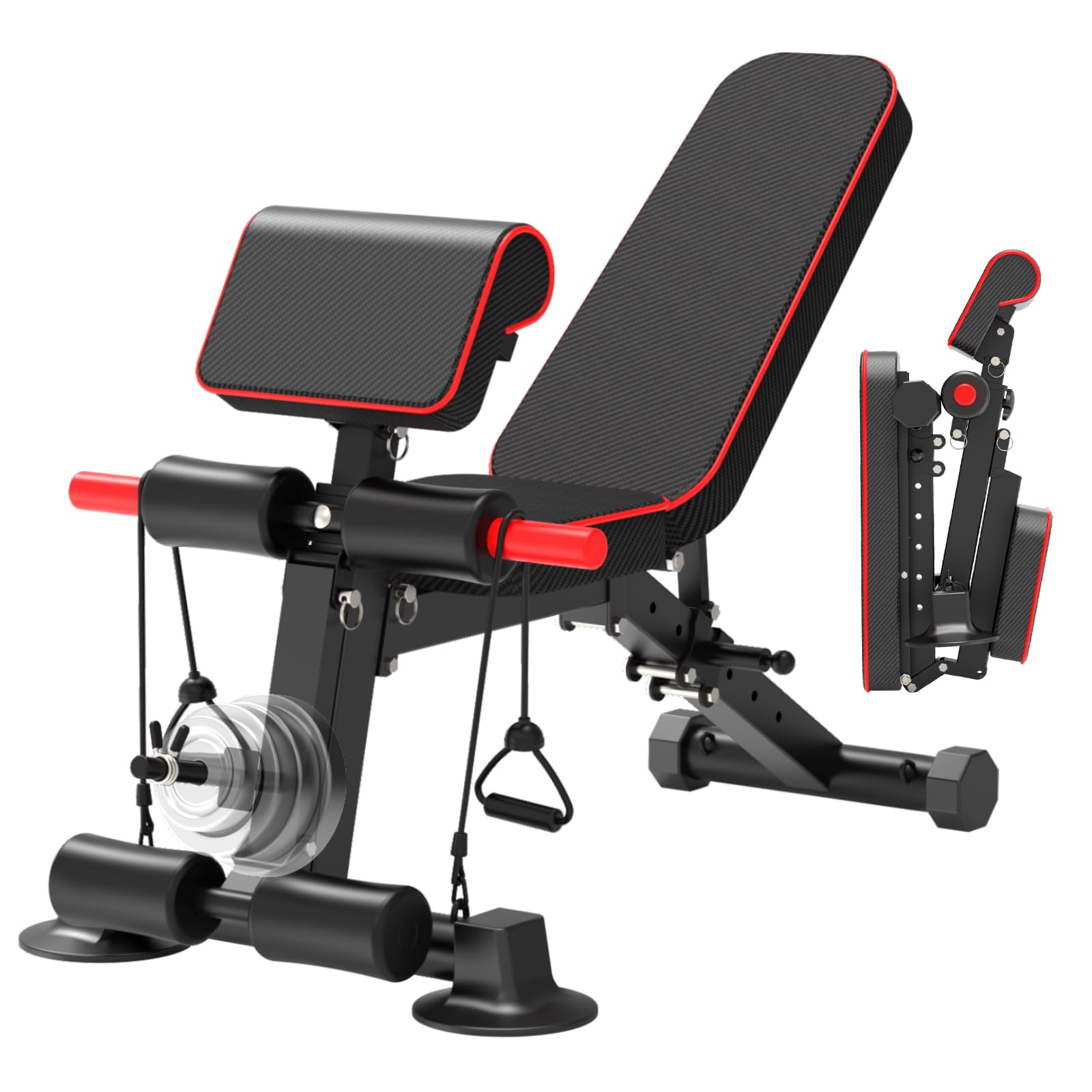 Adjustable Weight Bench,Utility Workout Bench Foldable Incline Decline Benches for Home Gym Full Body Workout,Load 600LBS
