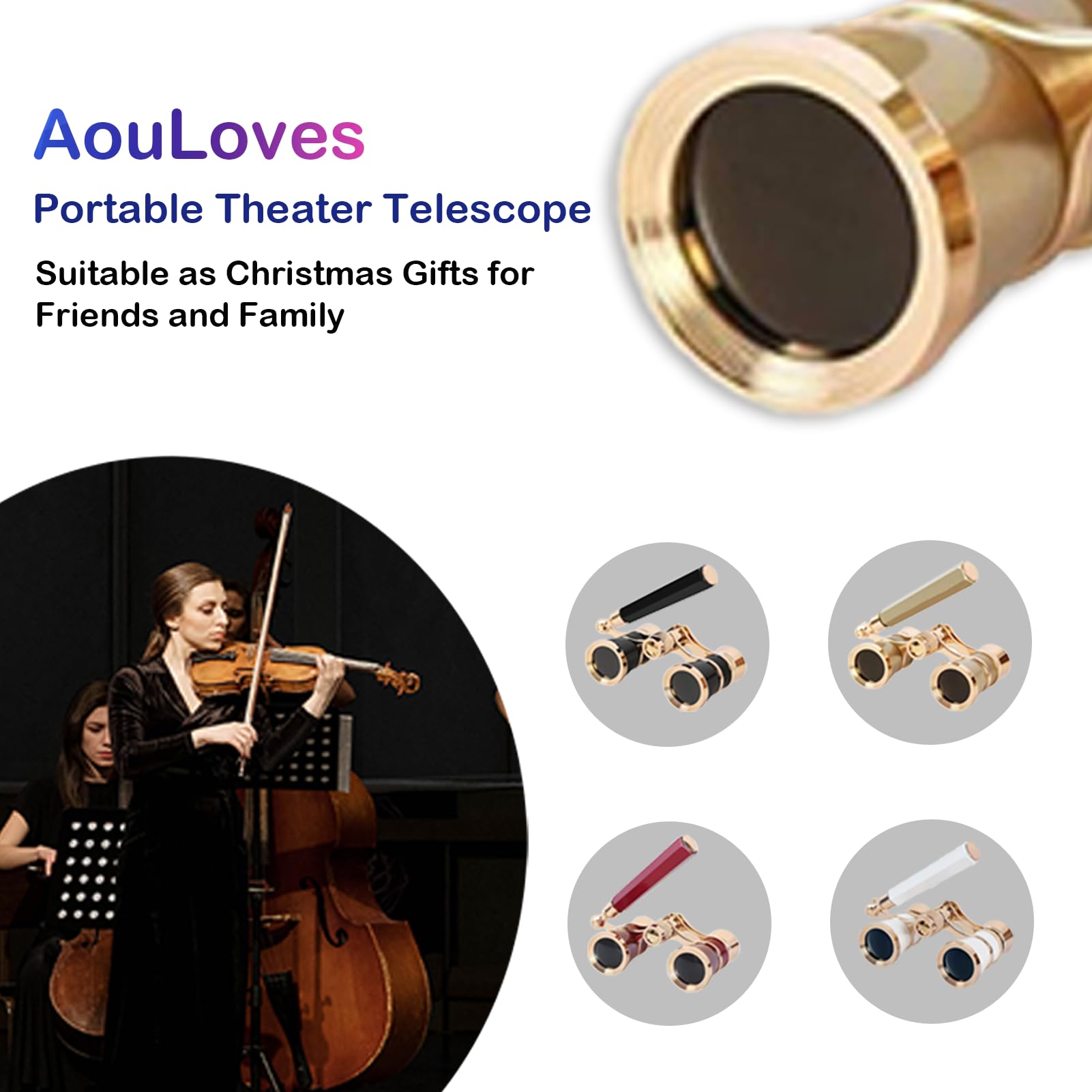 Opera Glasses Binoculars 3 X 25 Compact and Lightweight with Built-in Foldable Theater Glasses, Adjustable Handle for Adults Kids Women in Music Concerts and Opera Houses (Black)