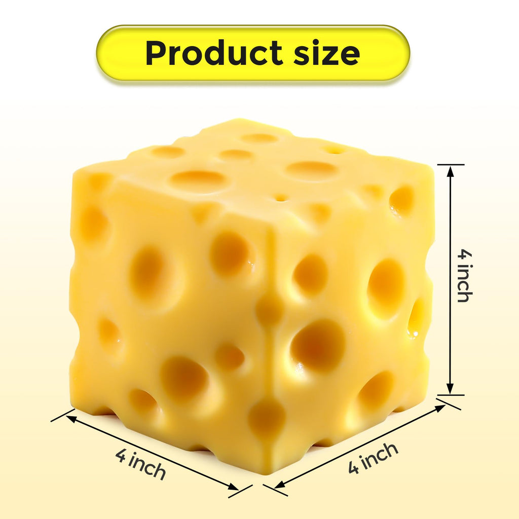 Cheese Squishy Cube Block, Squishy Fidget Toys for Adults & Teens, Easter Basket Stocking Stuffers, Sensory Stress Ball Squeeze Toys for Stress Relief (Yellow 2.4 in)