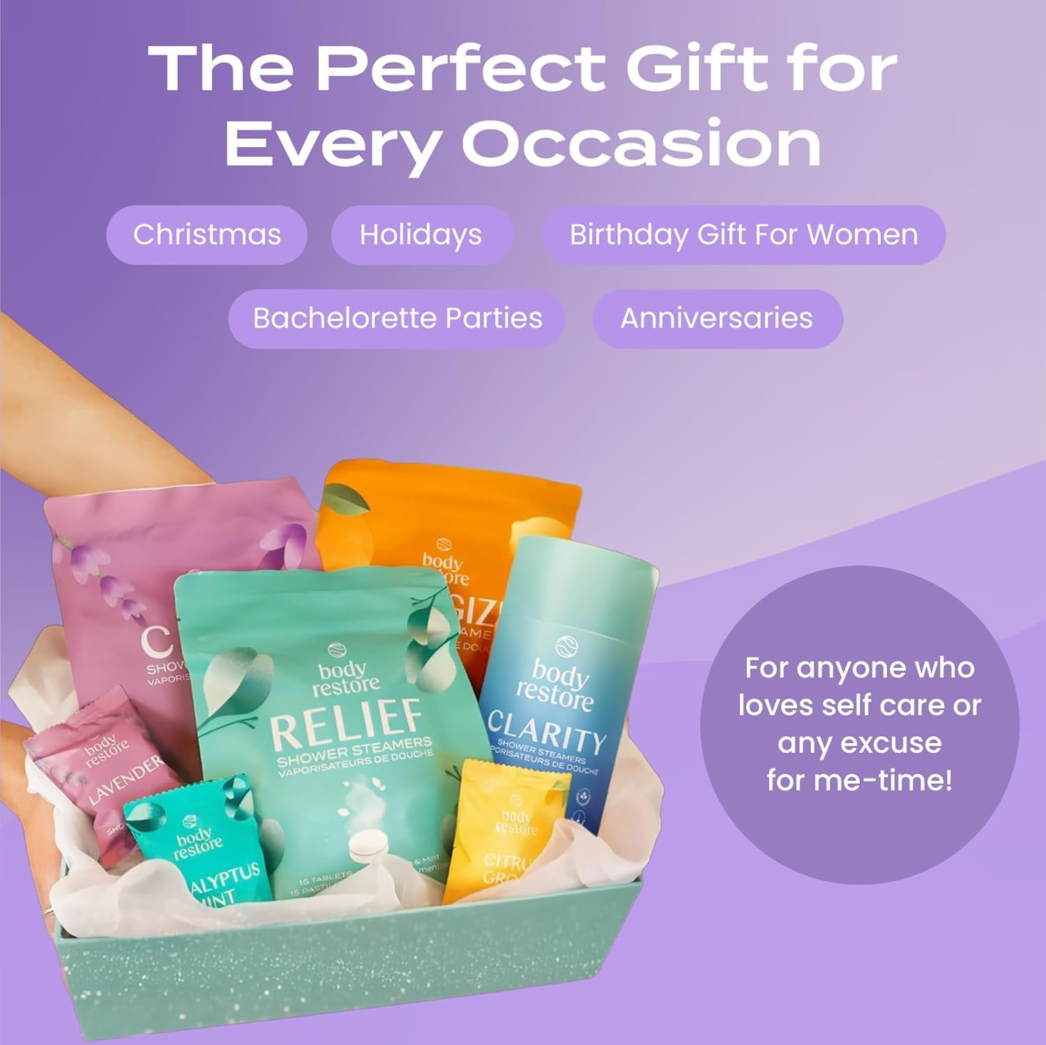 Body Restore Shower Steamers Aromatherapy 6 Pack – Mothers Day Gifts for Mom, Birthday Gifts for Women, Relaxation Stress Relief Self Care – Citrus Essential Oil Tablets