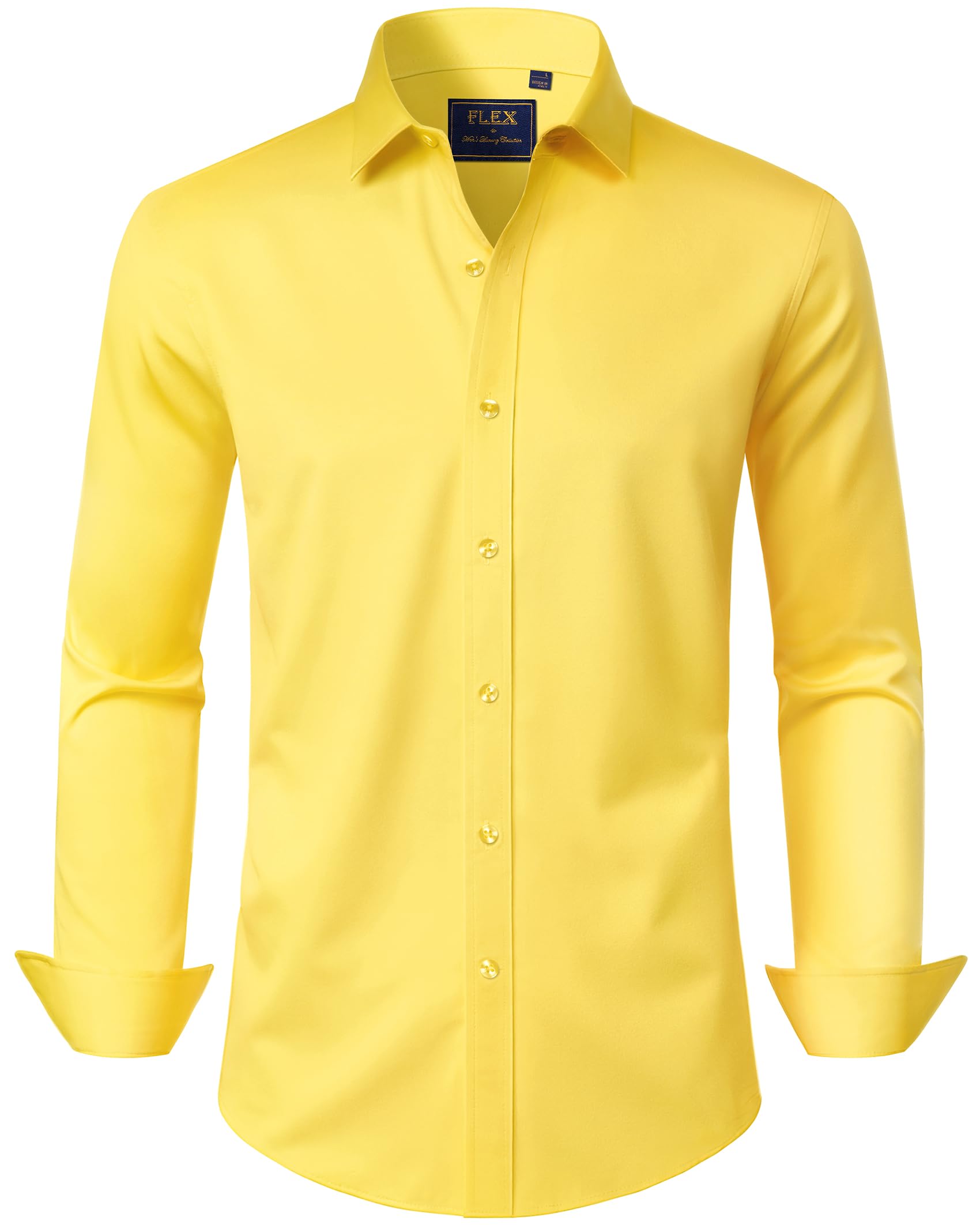 J.VER Men's Dress Shirts Solid Long Sleeve Stretch Wrinkle-Free Formal Shirt Business Casual Button Down Shirts