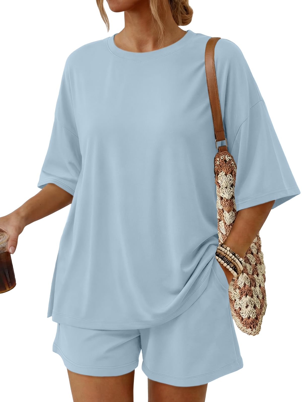 Trendy Queen 2 Piece Summer Set Oversized Top & Loose Fit Shorts with Pockets