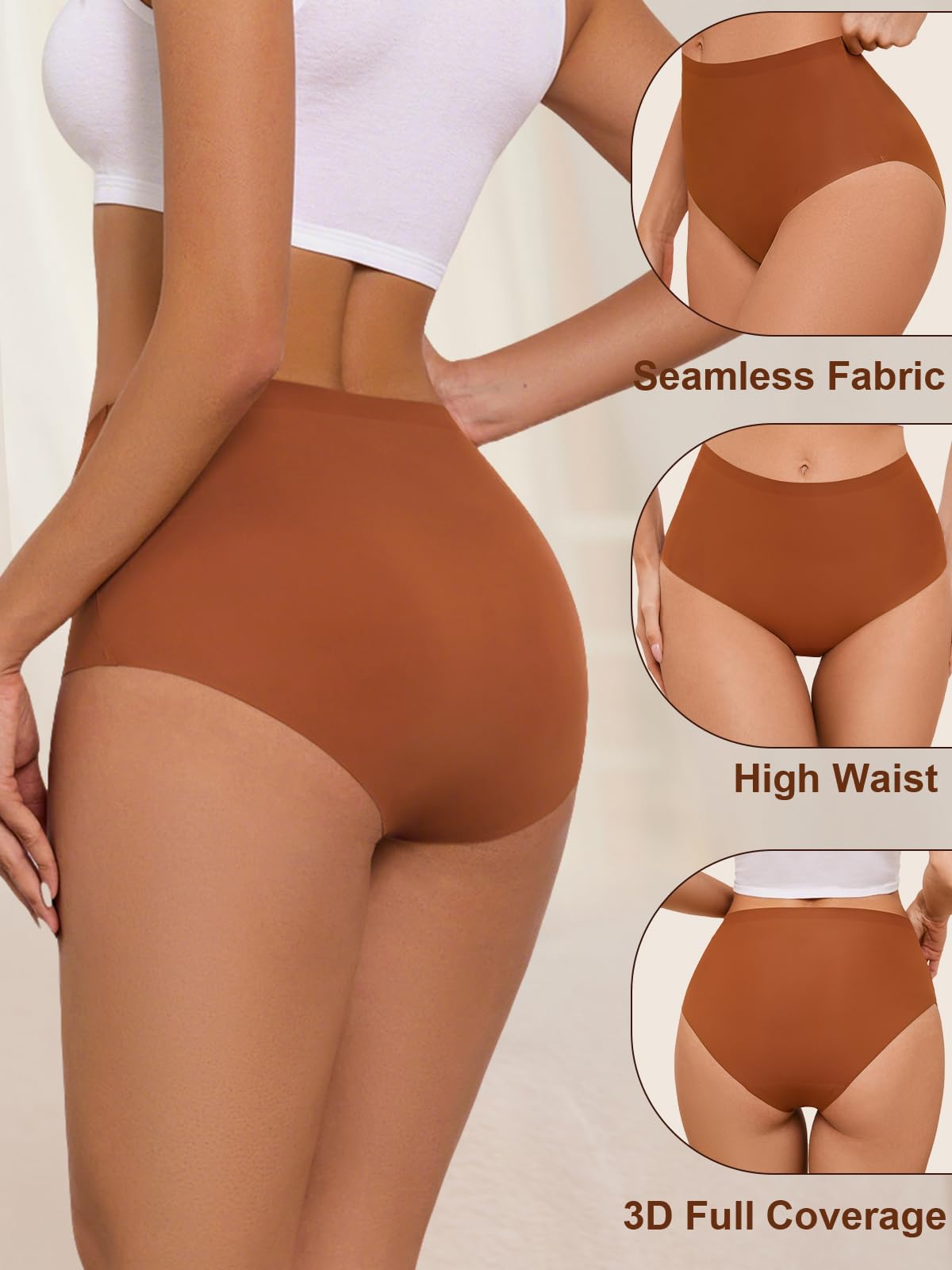 Women's High Waisted Seamless Underwear – 6 Pack