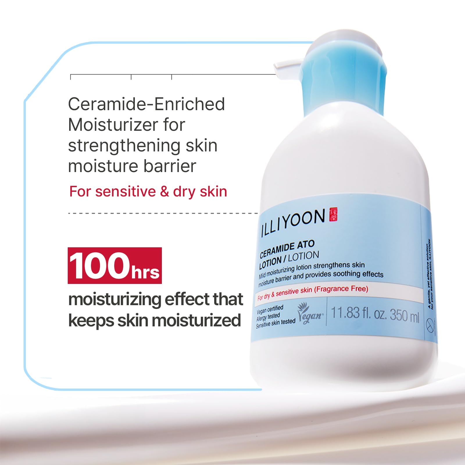 Illiyoon Ceramide Ato Lotion | Lightweight Moisturizer for Dry & Sensitive Skin, Barrier Repair for Face and Body, Mild for Babies, Vegan Certified, Korean Skincare, 2.29 fl.oz.