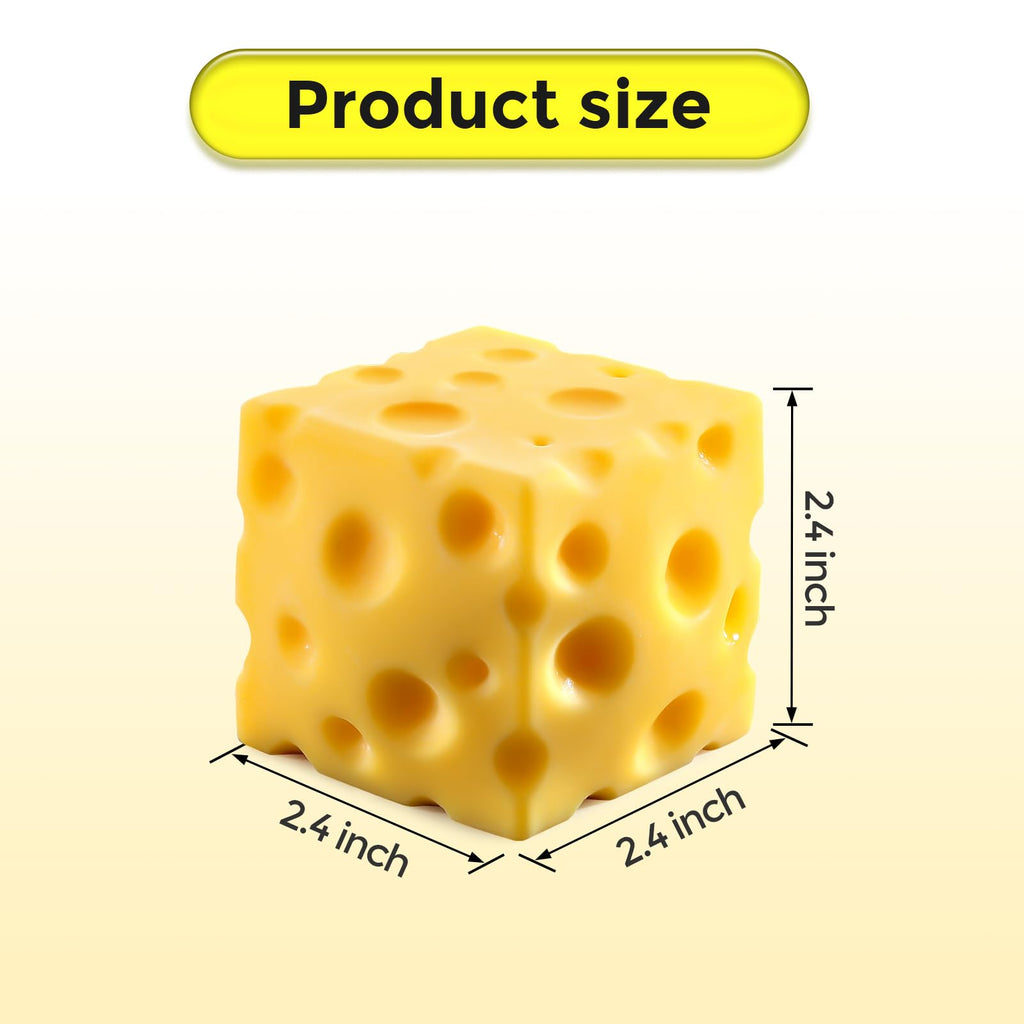 Cheese Squishy Cube Block, Squishy Fidget Toys for Adults & Teens, Easter Basket Stocking Stuffers, Sensory Stress Ball Squeeze Toys for Stress Relief (Yellow 2.4 in)