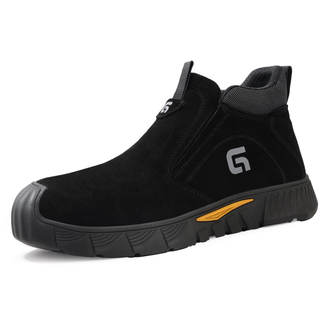 GLANOUDUN Welding Work Boots for Men Slip on Steel Toe Shoes for Men Indestructible Steel Toe Boots Welder Men's Working Shoes Fireproof Safety Footwear for Construction Men's Work & Safety Footwear