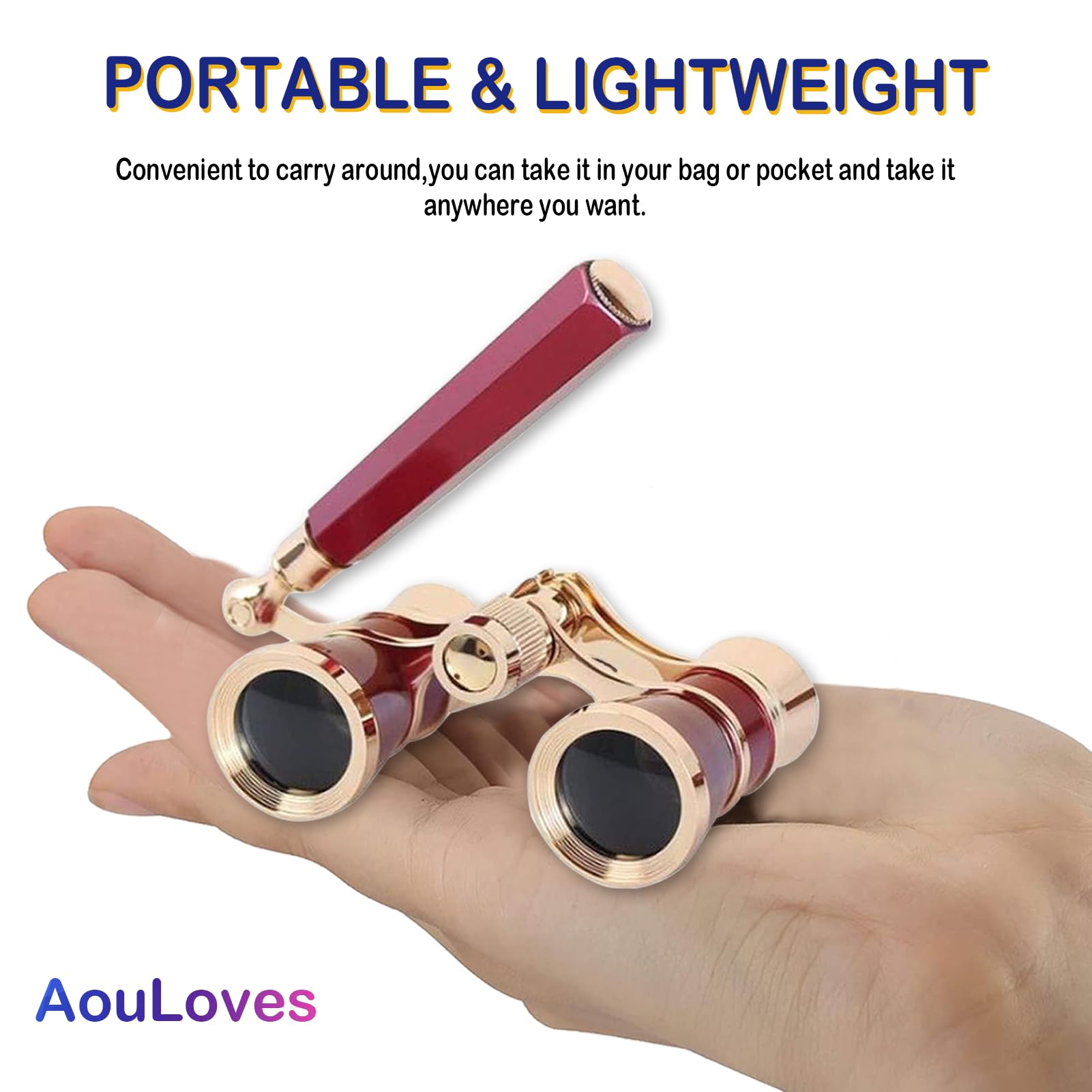 Opera Glasses Binoculars 3 X 25 Compact and Lightweight with Built-in Foldable Theater Glasses, Adjustable Handle for Adults Kids Women in Music Concerts and Opera Houses (Black)