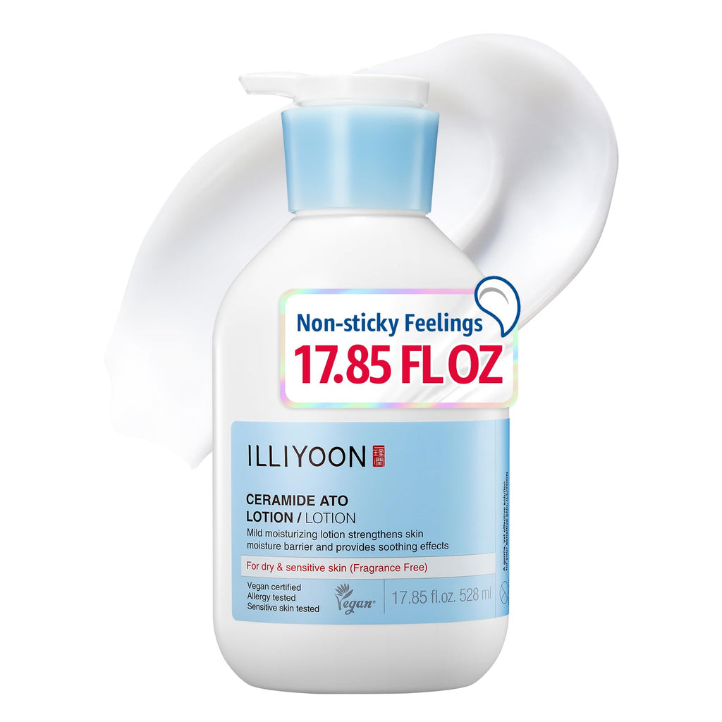 Illiyoon Ceramide Ato Lotion | Lightweight Moisturizer for Dry & Sensitive Skin, Barrier Repair for Face and Body, Mild for Babies, Vegan Certified, Korean Skincare, 2.29 fl.oz.