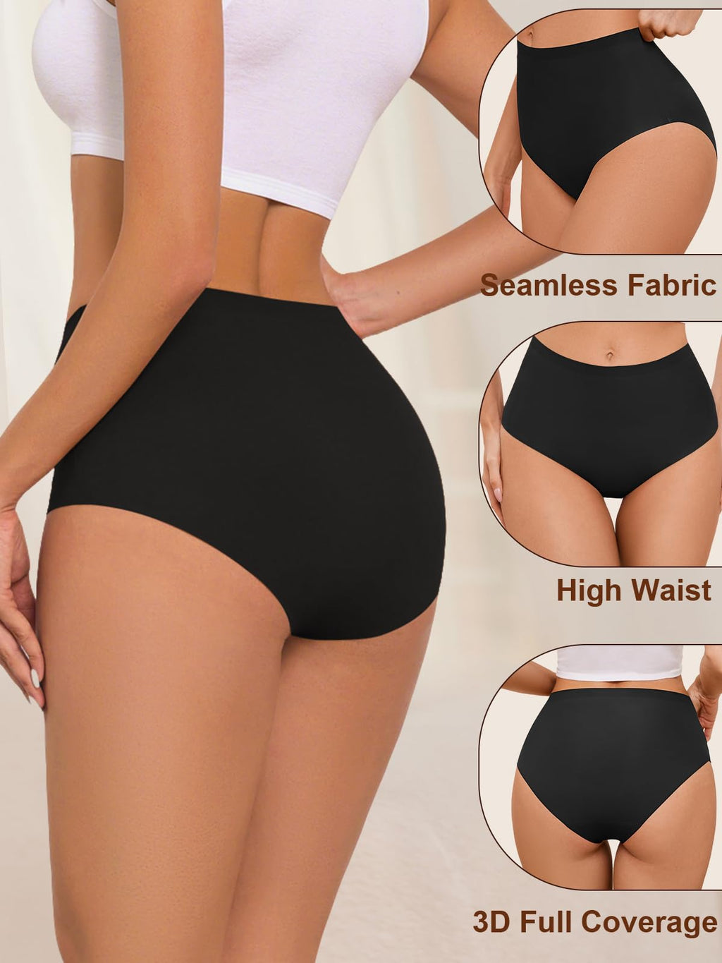Women's High Waisted Seamless Underwear – 6 Pack
