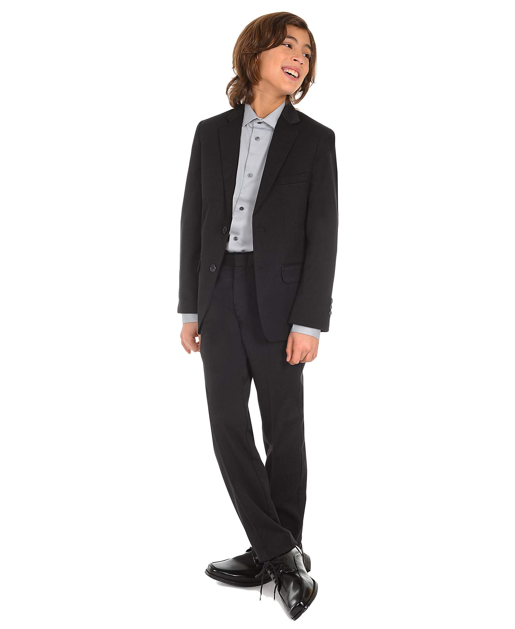 Calvin Klein boys Long Sleeve Sateen Dress Shirt, Button-down Style With Cuffs & Shirttail Hem