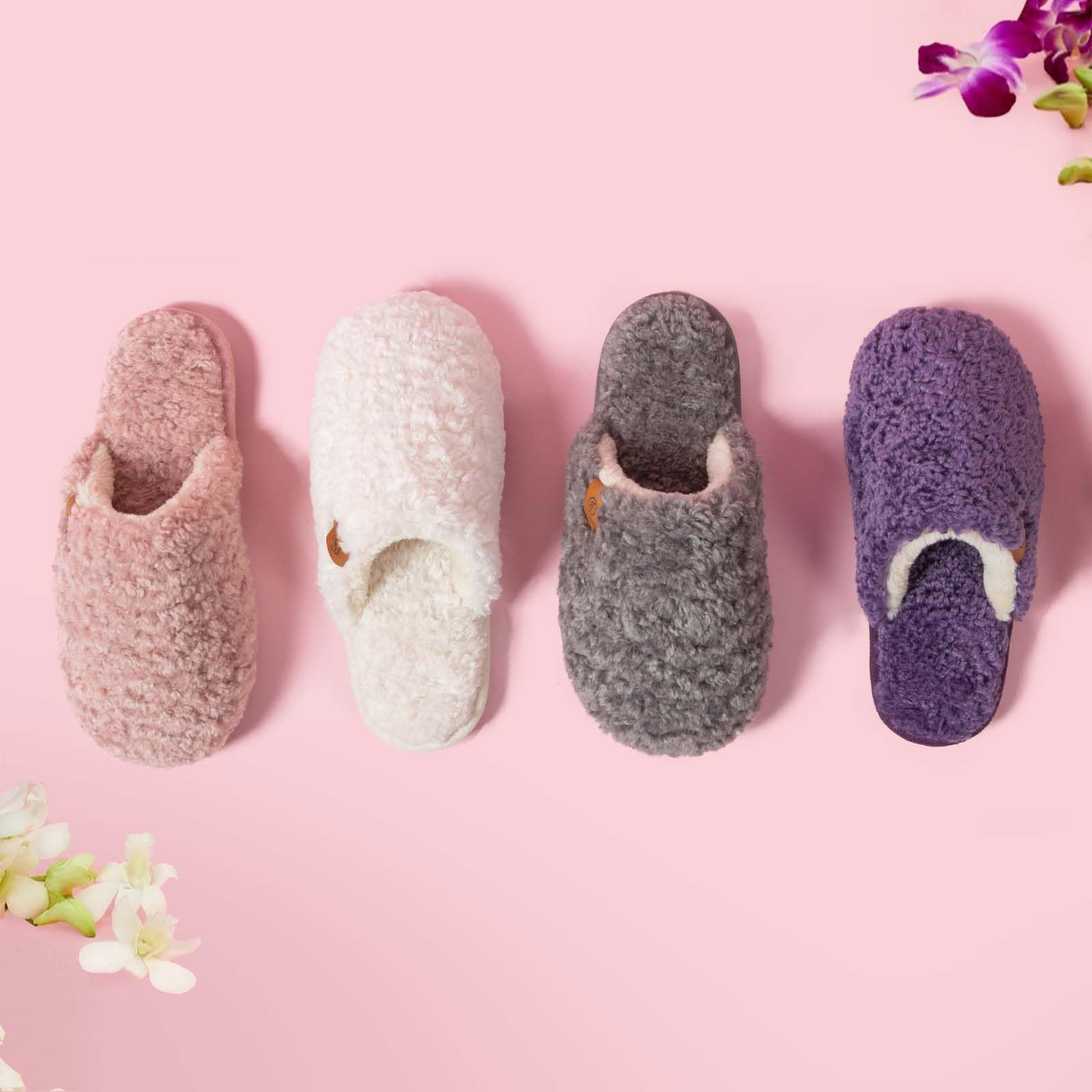 EverFoams Women's Fuzzy Slip-on Slippers Warm Cozy Soft Lightweight Memory Foam Indoor House Shoes