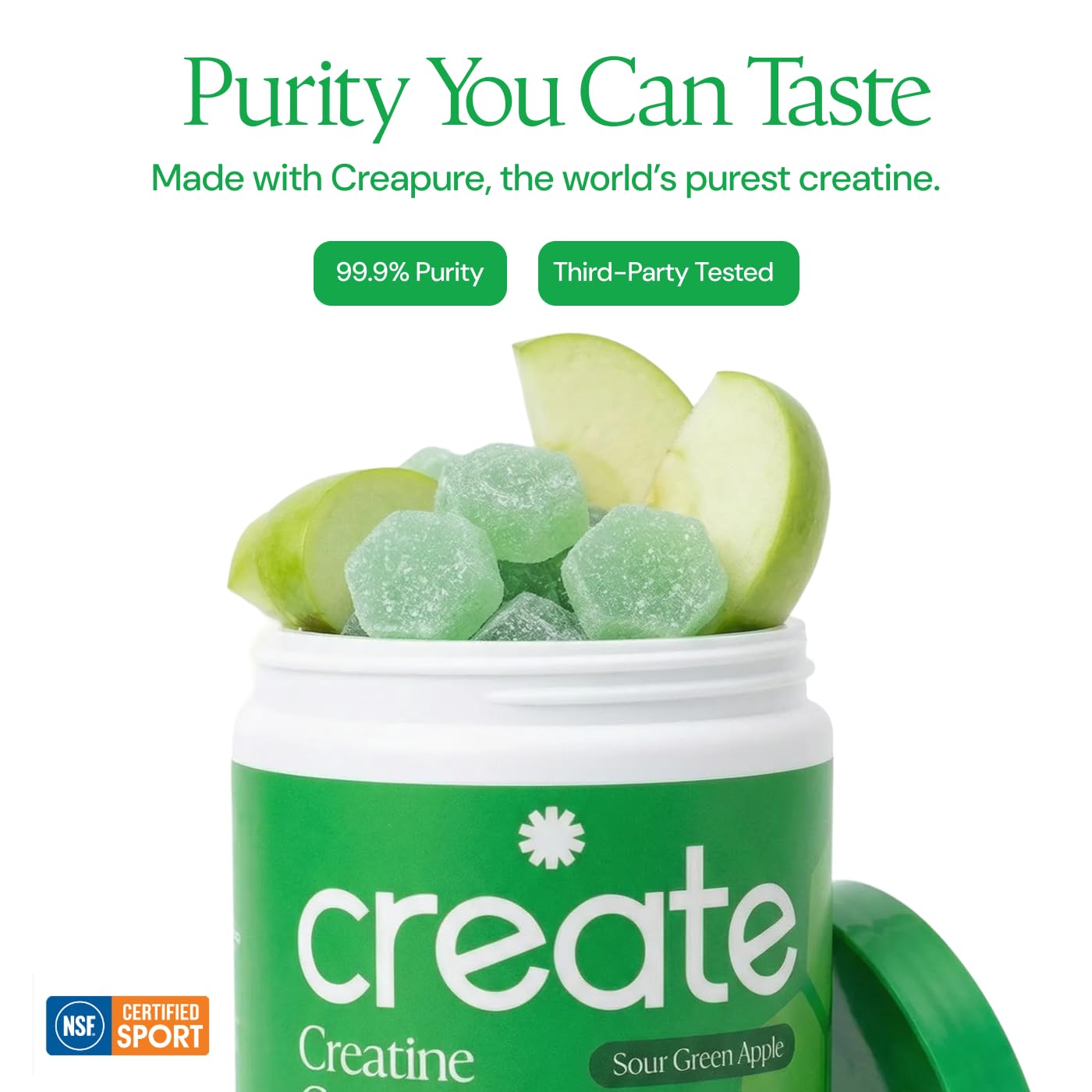 Create Creatine Monohydrate Gummies for Men & Women, Boost Focus, Strength, and Endurance, Anti-Melting Formula, Vegan, Gluten-Free, Non-GMO, 1.5g of Creatine per Gummy (Blue Raspberry)