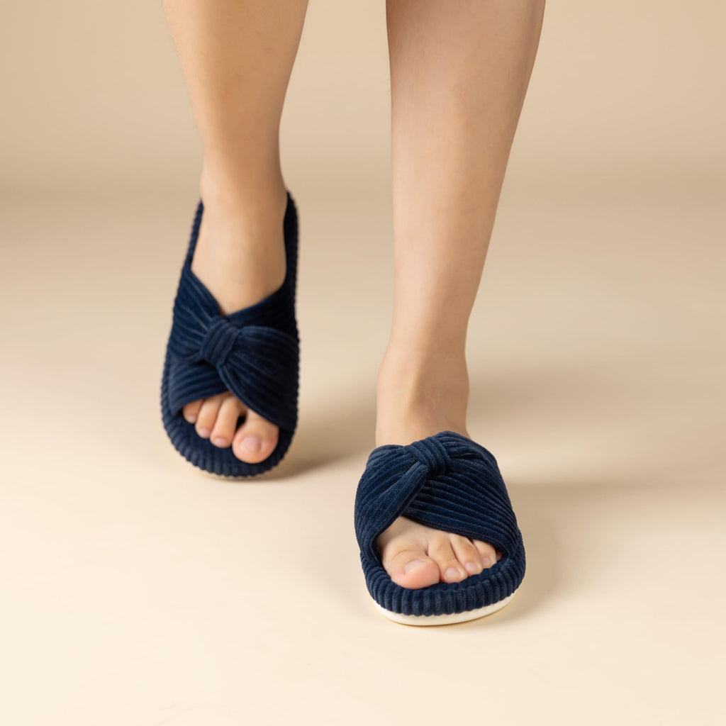 Chantomoo Slippers for Women Memory Foam House Bedroom Corduroy Bow Crossbands Slipper Shoes Comfy Trendy Gift Slippers