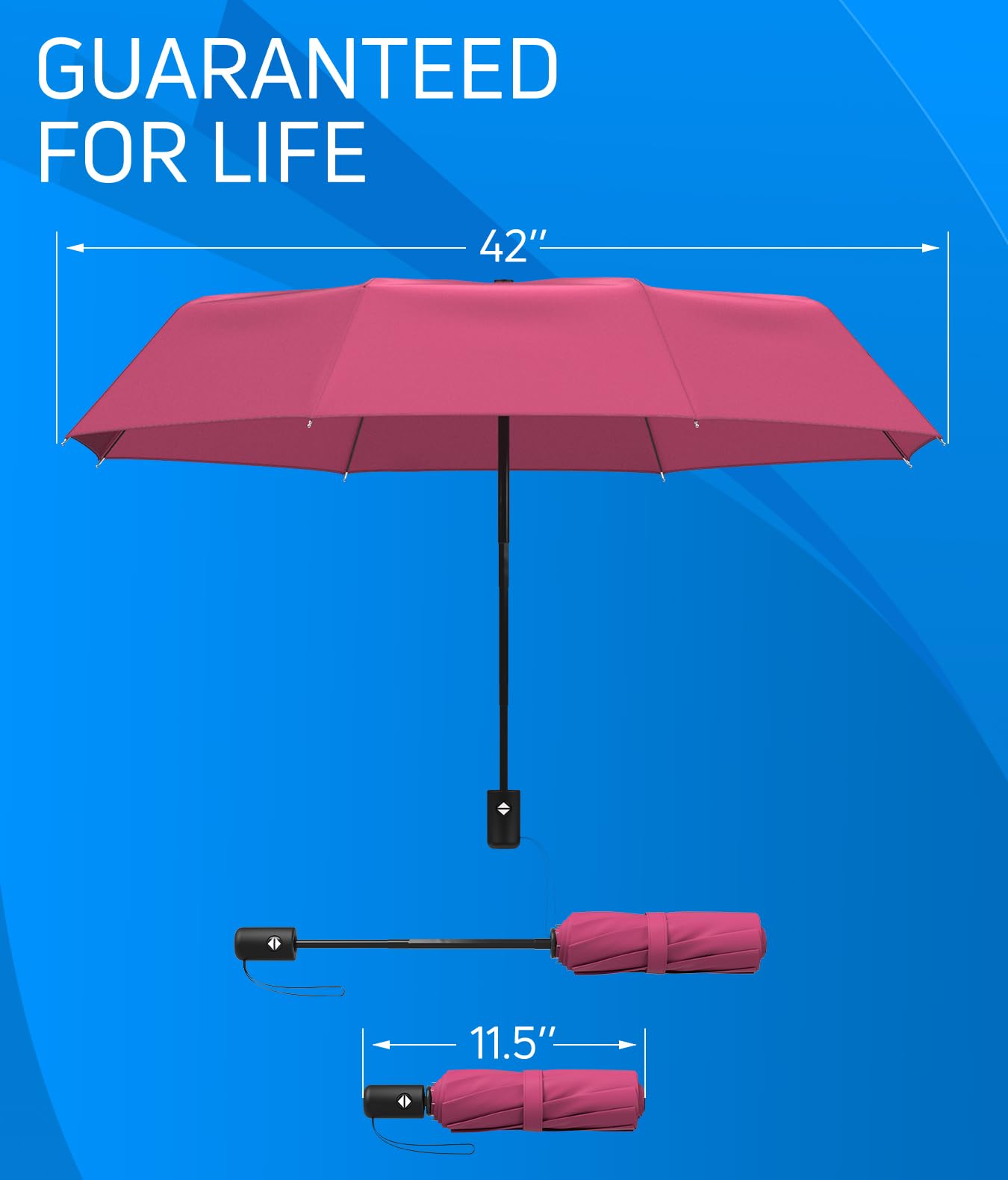 Rain-Mate Windproof Compact Umbrellas for Rain - Strong Reinforced Fiberglass Rib Design & Auto Open & Close - Portable Folding Travel Umbrella - Lightweight & Packable for Women & Men, Easy Collapse