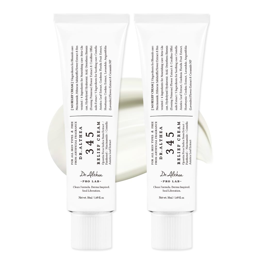 Dr.Althea 345 Relief Cream | Daily Face Moisturizer for Soothing Recovery and Blemish Care with PDRN & Niacinamide | Korean Vegan Skin Care for All Skin Types, 0.50 Fl Oz (Ver.2 - Pack of 1)