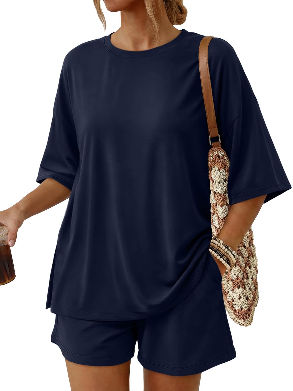 Trendy Queen 2 Piece Summer Set Oversized Top & Loose Fit Shorts with Pockets