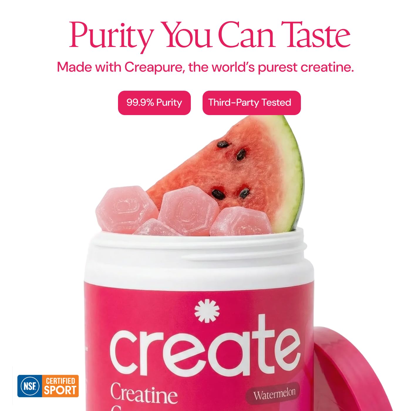 Create Creatine Monohydrate Gummies for Men & Women, Boost Focus, Strength, and Endurance, Anti-Melting Formula, Vegan, Gluten-Free, Non-GMO, 1.5g of Creatine per Gummy (Blue Raspberry)
