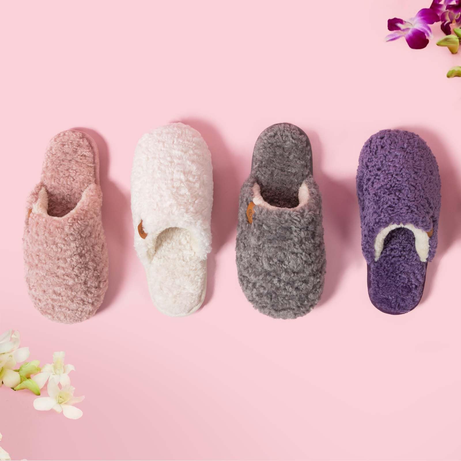 EverFoams Women's Fuzzy Slip-on Slippers Warm Cozy Soft Lightweight Memory Foam Indoor House Shoes