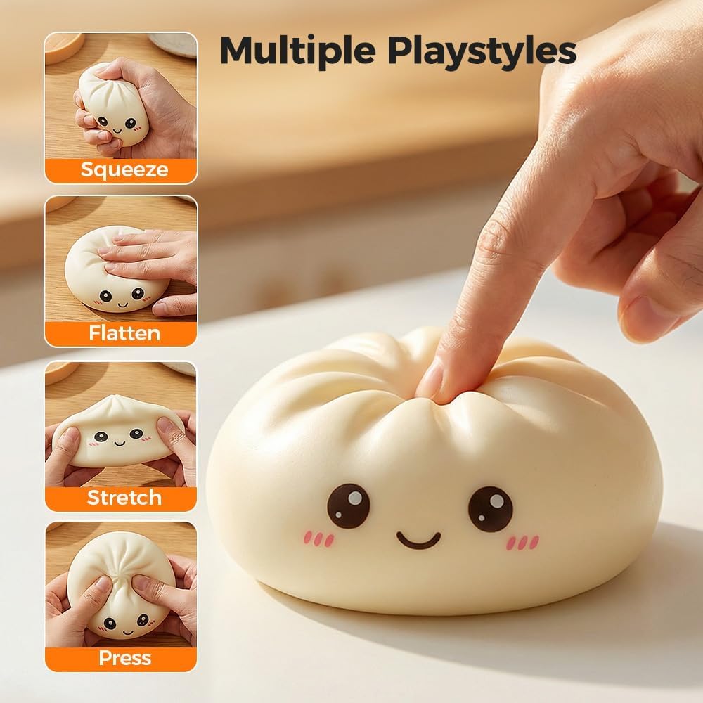 Dumpling Squishy, Mystery Dumpling Squishy, Dumplings Sensory Squeeze Toy for Stress Relief, Soft Squeeze Decompression Dough for Adults Classroom Prizes & Party Favors (Blue A)
