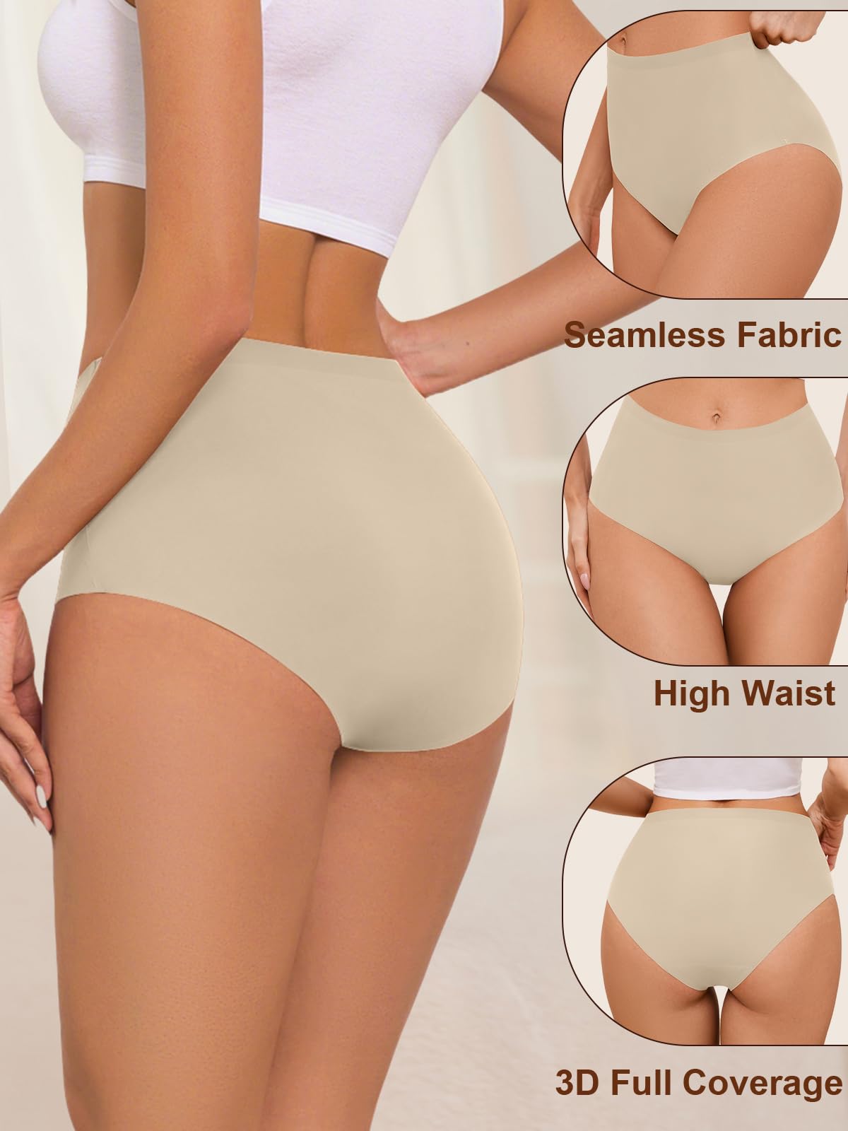 Women's High Waisted Seamless Underwear – 6 Pack