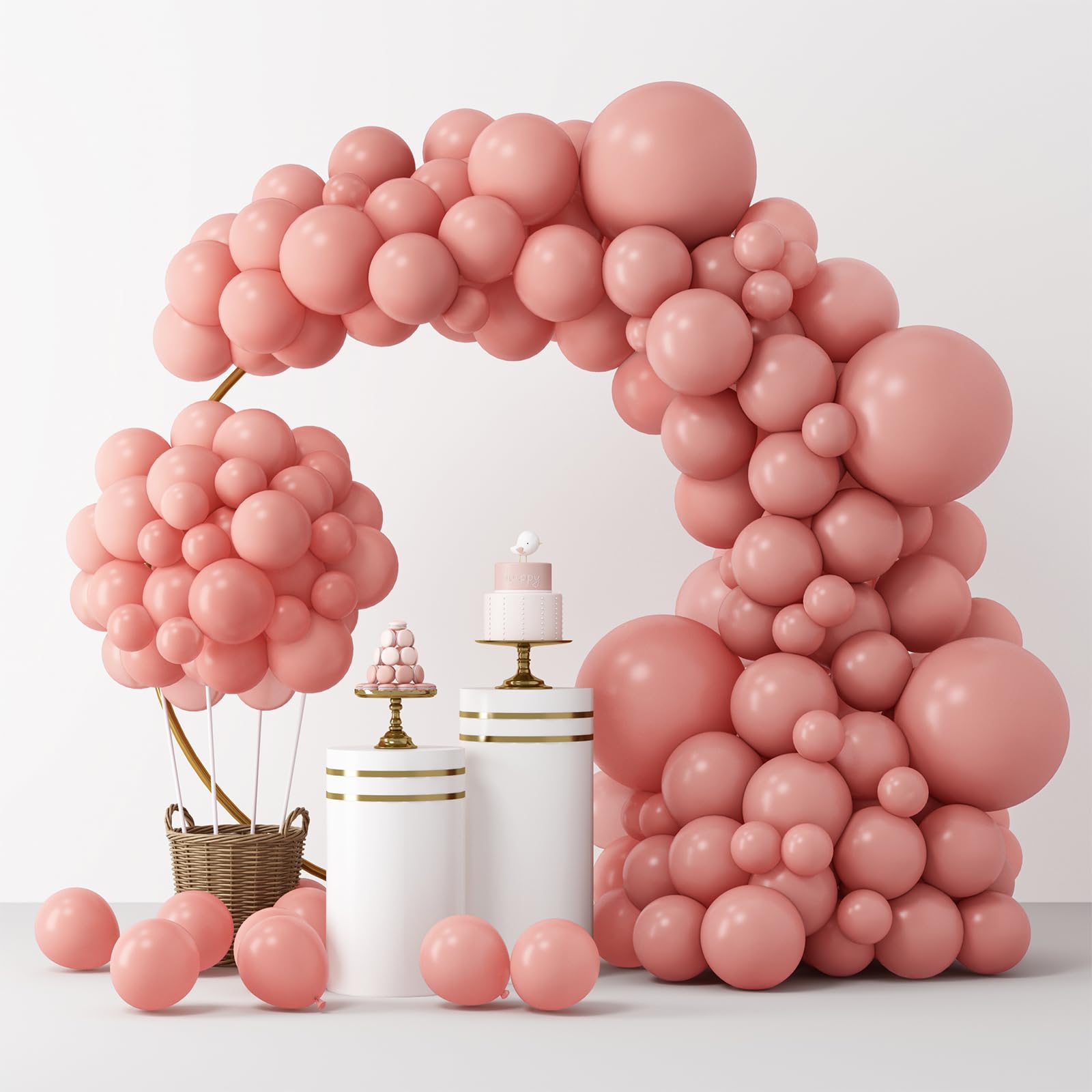 RUBFAC Pink Balloons 129pcs Light Pastel Pink Balloon Different Sizes 18 12 10 5 Inch for Garland Arch Mother's Day Birthday Party Baby Shower Gender Reveal Wedding Anniversary Easter Decoration