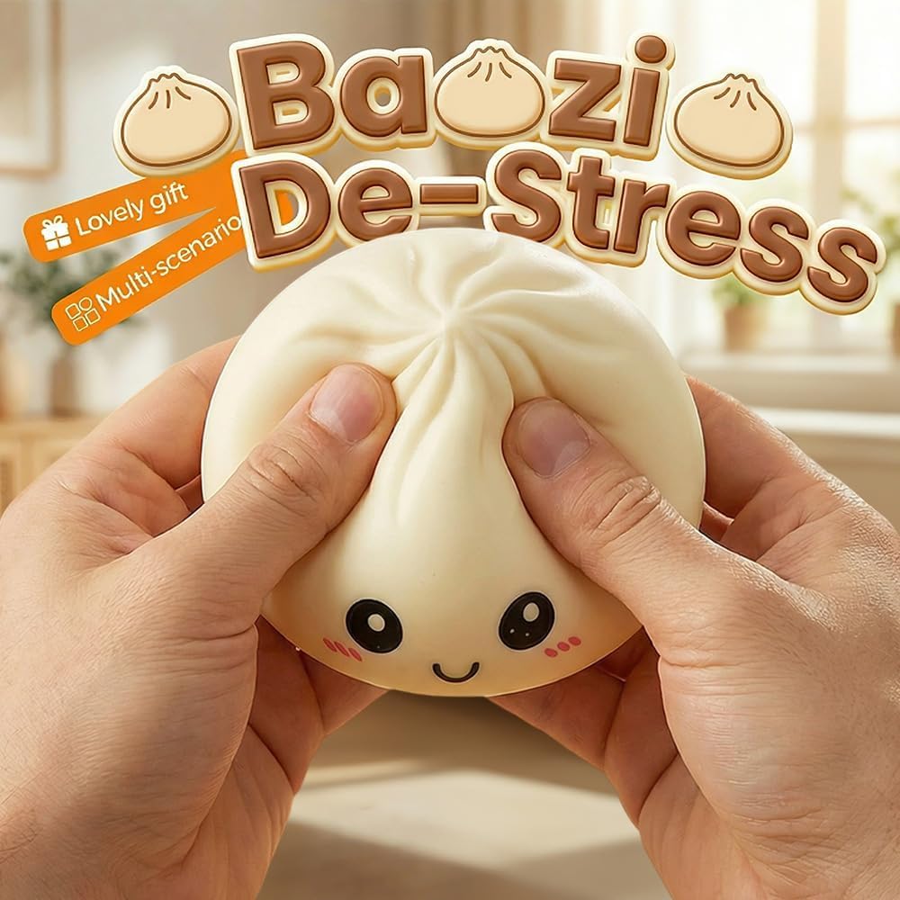 Dumpling Squishy, Mystery Dumpling Squishy, Dumplings Sensory Squeeze Toy for Stress Relief, Soft Squeeze Decompression Dough for Adults Classroom Prizes & Party Favors (Blue A)