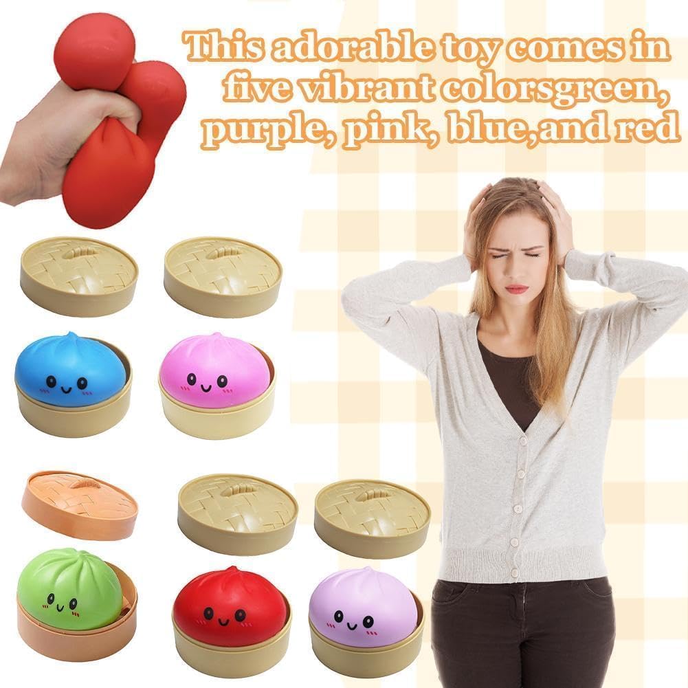 Dumpling Squishy, Mystery Dumpling Squishy, Dumplings Sensory Squeeze Toy for Stress Relief, Soft Squeeze Decompression Dough for Adults Classroom Prizes & Party Favors (Blue A)