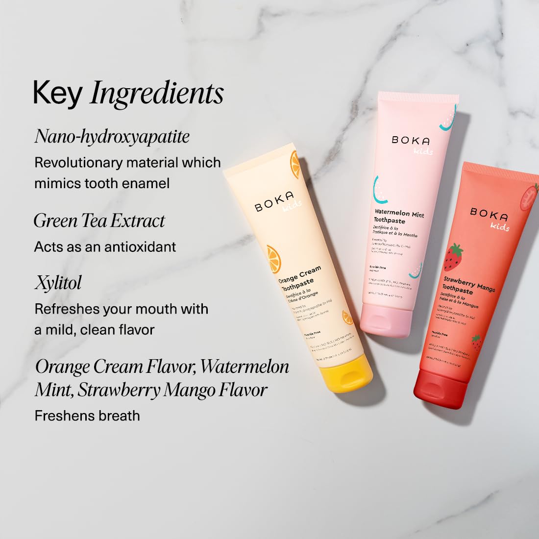 Boka Fluoride Free Toothpaste Nano Hydroxyapatite Toothpaste - Strawberry Mango Flavor, 1.3 oz 2pk US Manufactured