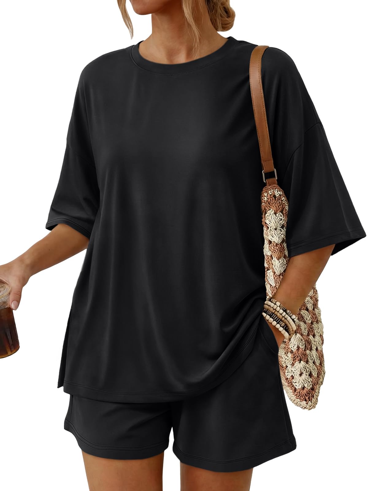 Trendy Queen 2 Piece Summer Set Oversized Top & Loose Fit Shorts with Pockets