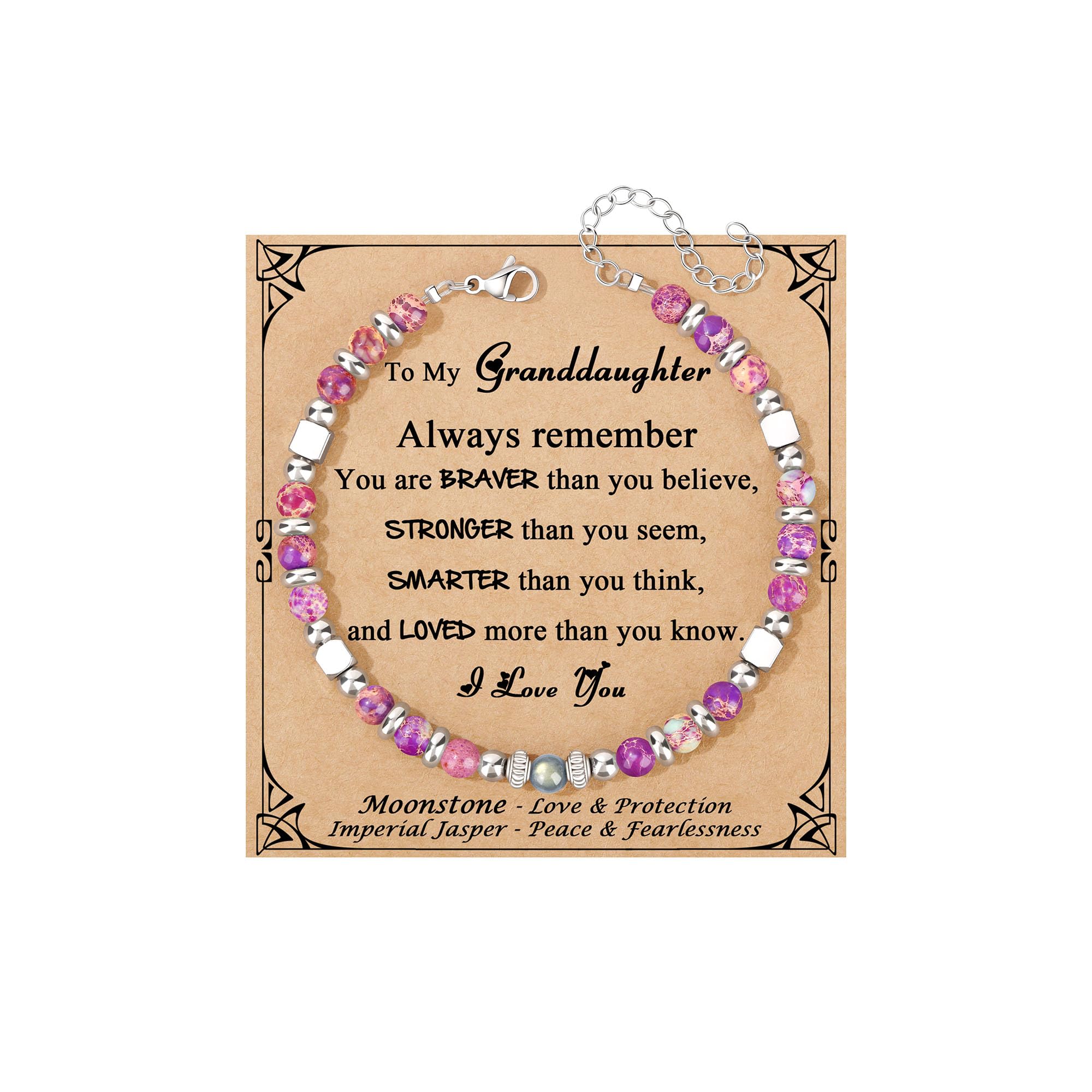 JoycuFF 𝗚𝗶𝗳𝘁𝘀 𝗳𝗼𝗿 𝗪𝗼𝗺𝗲𝗻 𝗠𝗼𝗼𝗻𝘀𝘁𝗼𝗻𝗲 𝗕𝗿𝗮𝗰𝗲𝗹𝗲𝘁 Amazonite Colorful Imperial Jasper Stainless Steel Beads Bracelets, Mothers Day Birthday Christmas Valentines Graduation Gifts