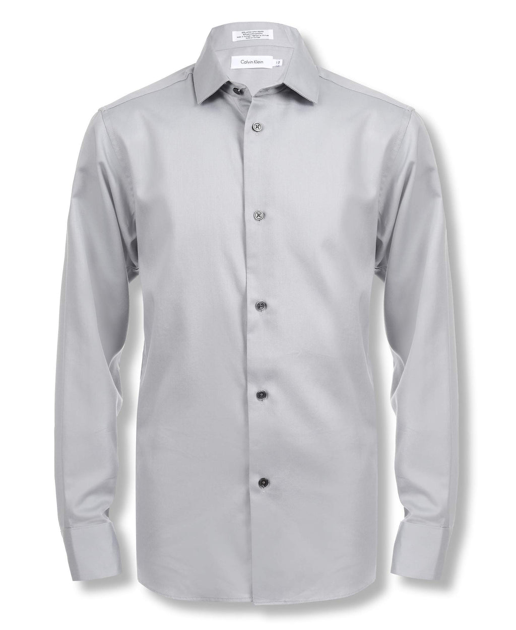 Calvin Klein boys Long Sleeve Sateen Dress Shirt, Button-down Style With Cuffs & Shirttail Hem