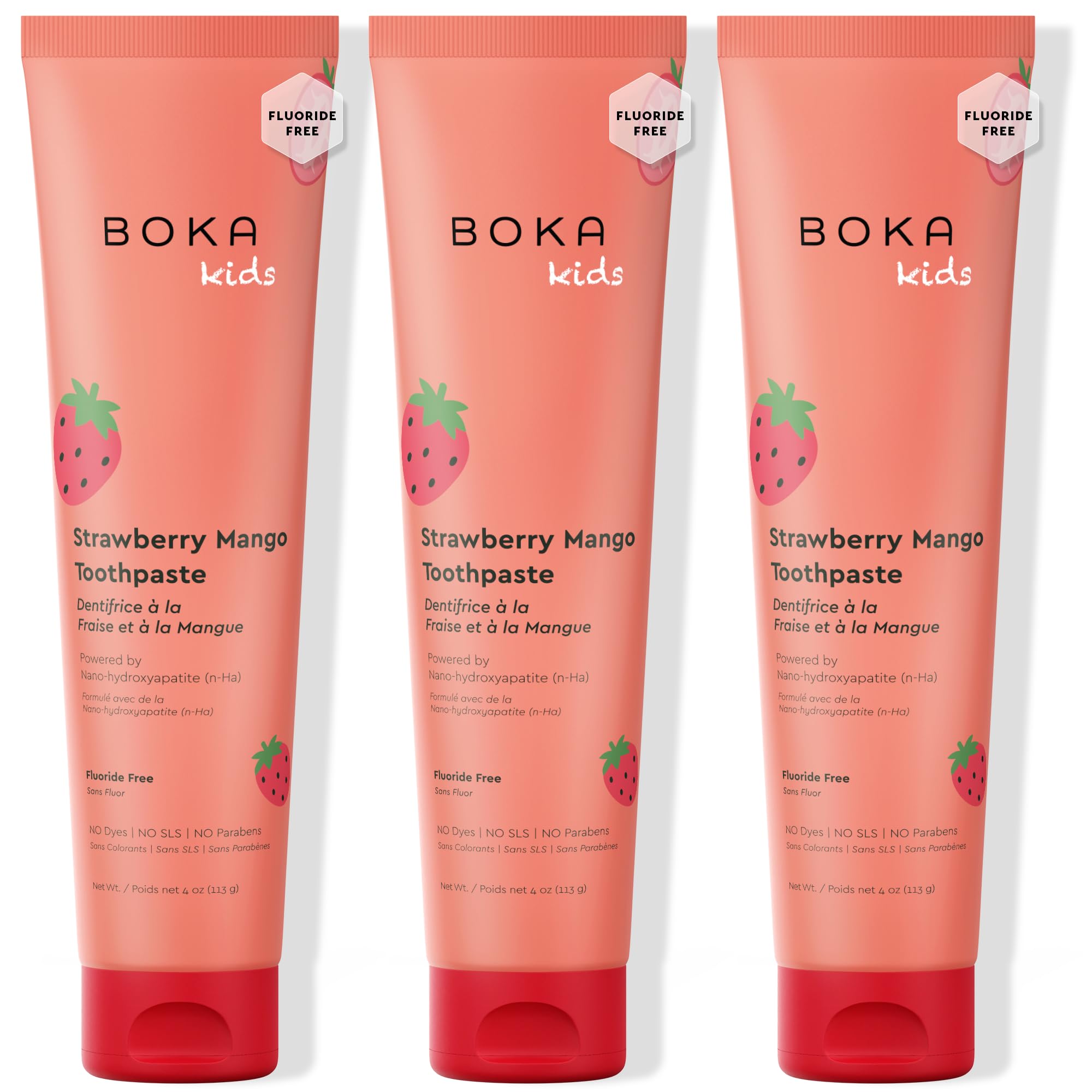 Boka Fluoride Free Toothpaste Nano Hydroxyapatite Toothpaste - Strawberry Mango Flavor, 1.3 oz 2pk US Manufactured