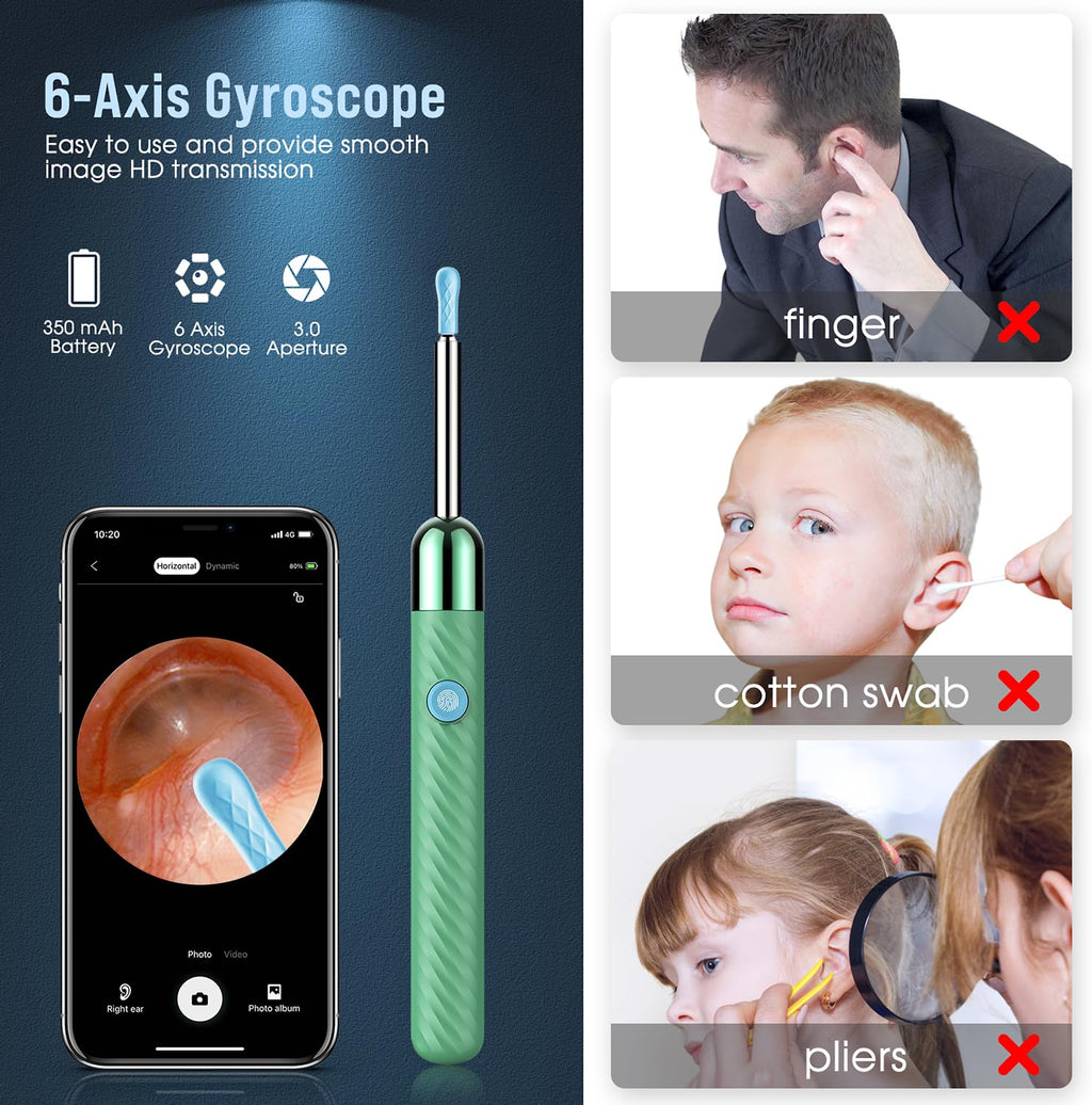 LEIPUT Ear Wax Removal - Earwax Remover Tool with 8 Pcs Ear Set - Ear Canal Cleaner with 1080P Camera - FSA HSA Eligible - Ear Cleaning Kit with 6 Ear Spoon - Ear Camera for iOS & Android (Black)