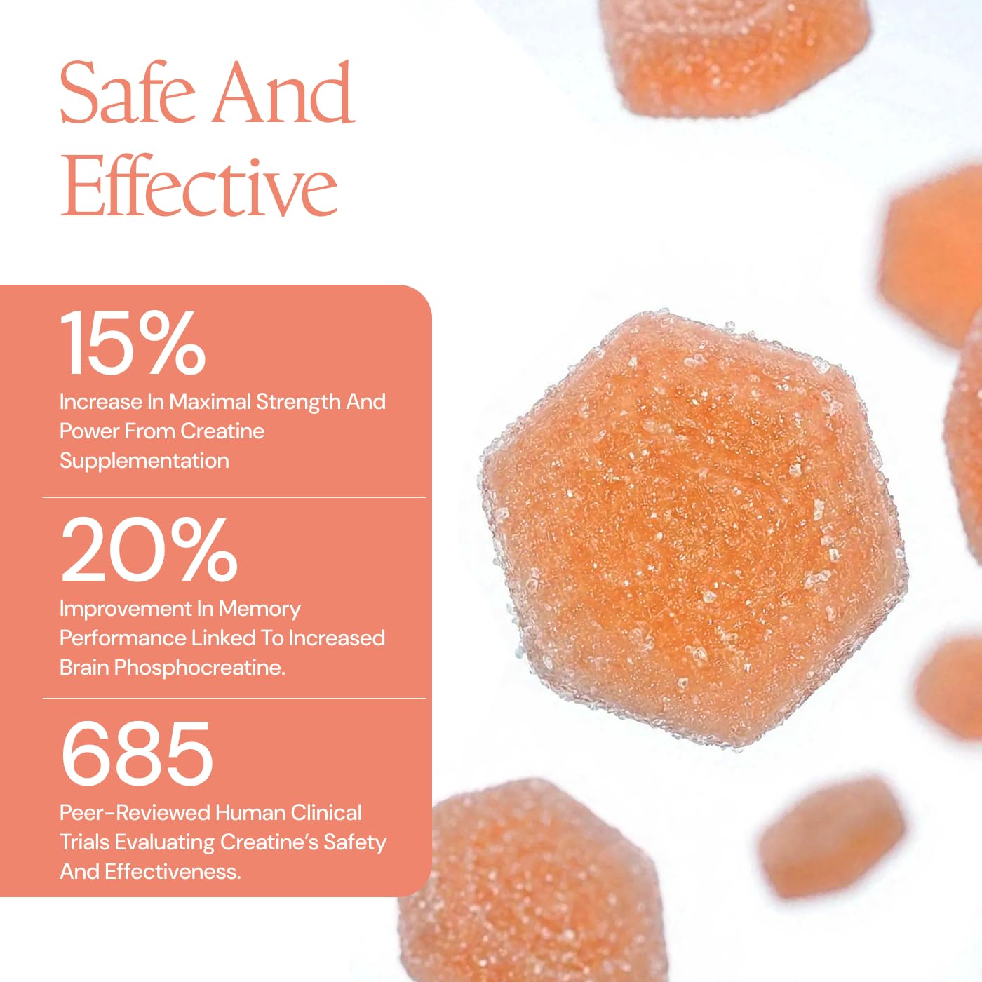 Create Creatine Monohydrate Gummies for Men & Women, Boost Focus, Strength, and Endurance, Anti-Melting Formula, Vegan, Gluten-Free, Non-GMO, 1.5g of Creatine per Gummy (Blue Raspberry)