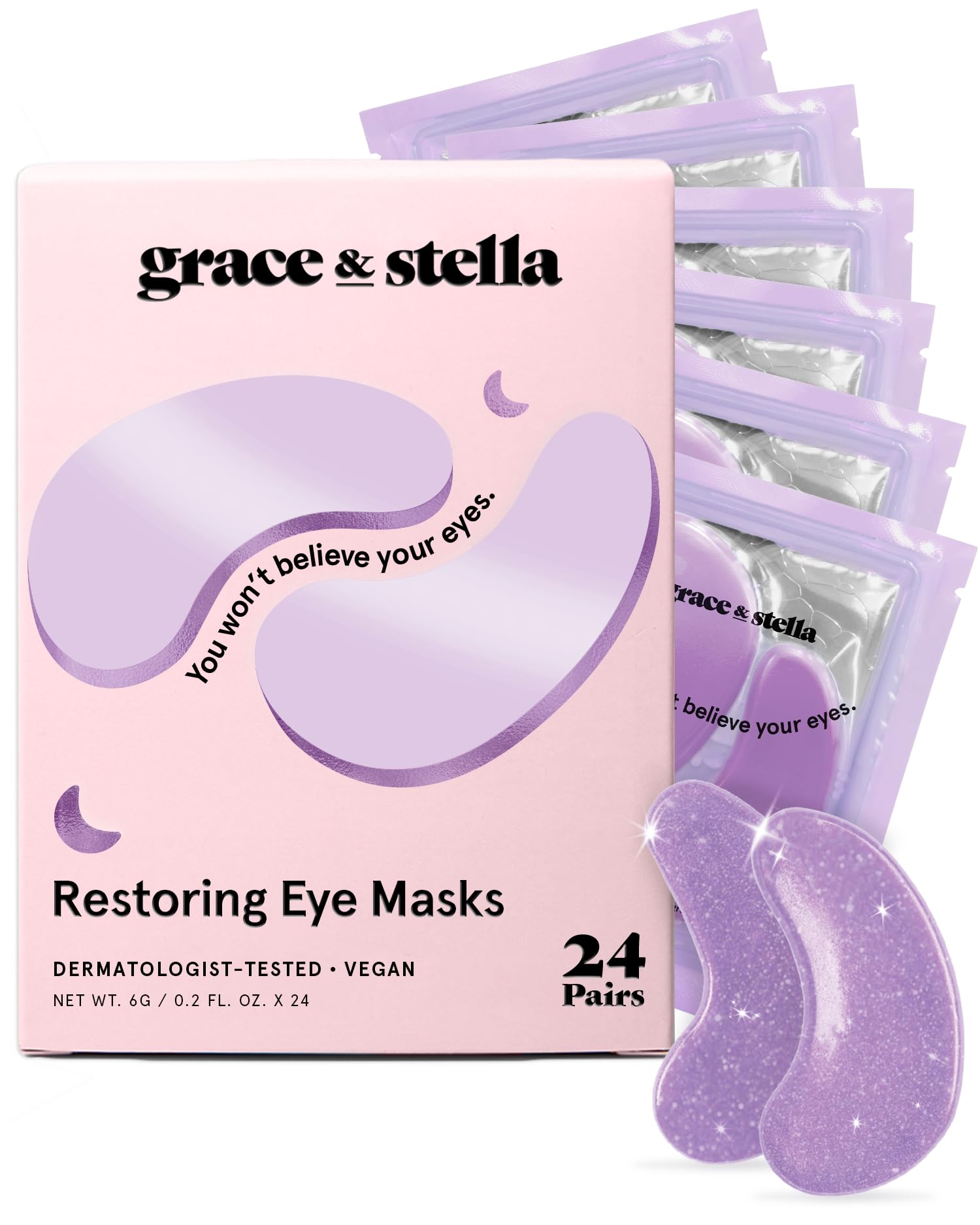 grace & stella Under Eye Mask Variety Pack - 18 Pairs of Under Eye Patches for Dark Circles - With 6 Colors (3 Pairs/Color) - Mothers Day Gifts for Mom - Gel Masks Puffy Eyes for Women, Vegan