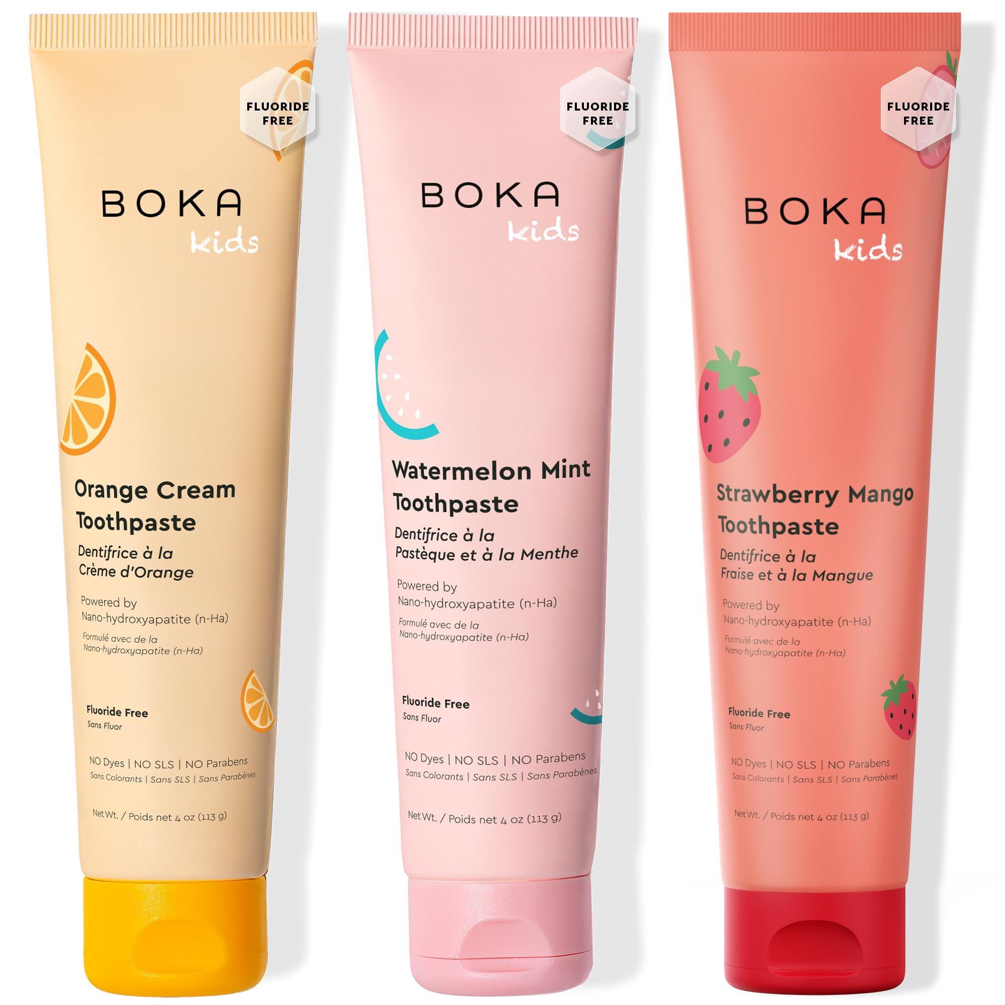 Boka Fluoride Free Toothpaste Nano Hydroxyapatite Toothpaste - Strawberry Mango Flavor, 1.3 oz 2pk US Manufactured