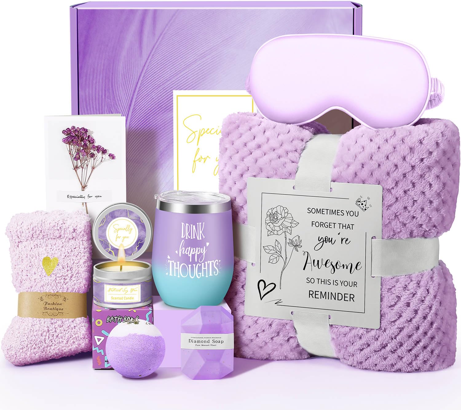 Mothers Day Gifts for Mom Wife Grandma Daughter Friends Sister, Happy Birthday Gifts for Women Mom Her Friend Sister Wife Grandma, Self Care Gift Get Well Relaxing Spa Gift Basket Set