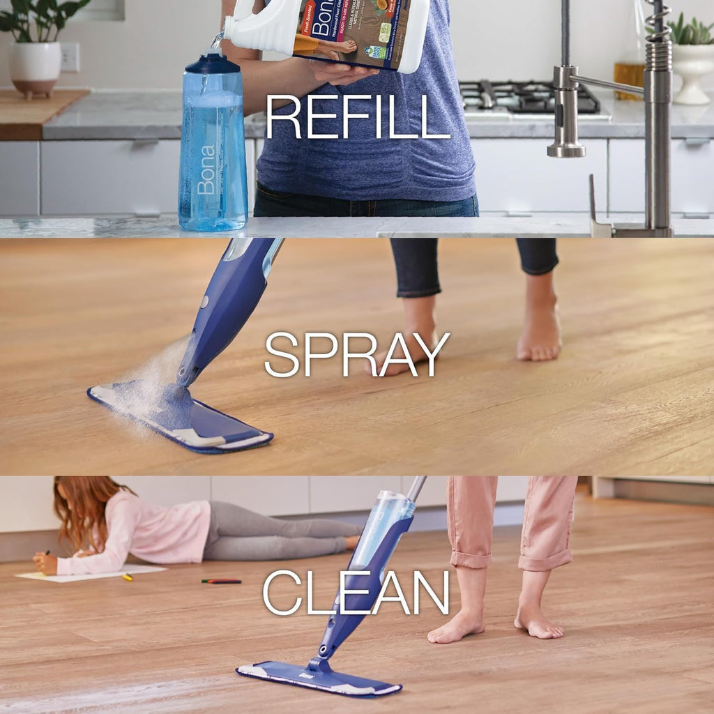Bona® Hardwood Floor Cleaner Spray - 32 fl oz - Cedar Wood - Includes Filled Bottle + Concentrate Refill for Hardwood Floor Cleaning