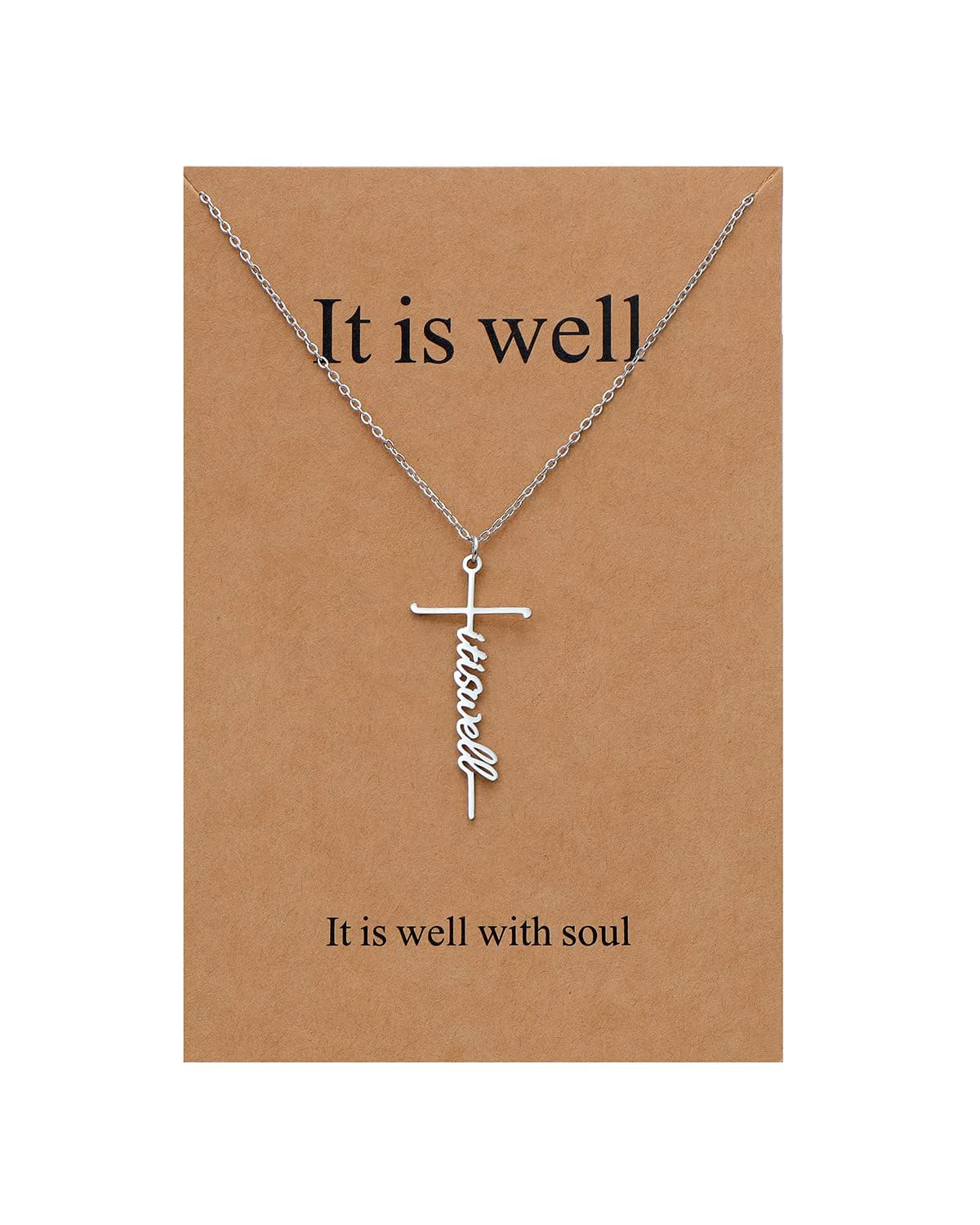 Lcherry Faith Cross Pendant Necklace for Women Religious Christian Jewelry Mother's Day Gifts for Women