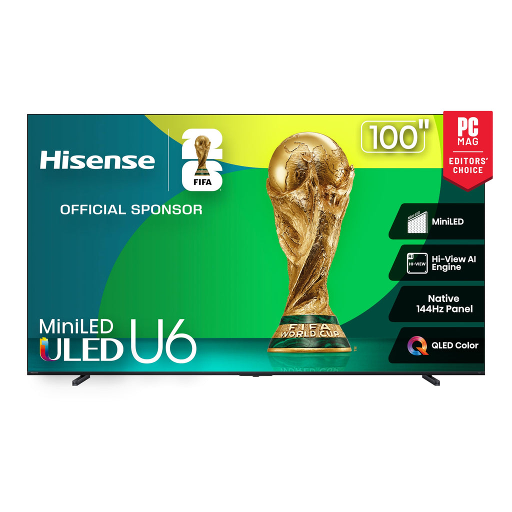 Hisense 55" Class U6 Series Mini-LED 4K UHD Smart Fire TV (55U65QF, 2025 Model) - QLED, Native 144Hz, HDR10+, Dolby Vision IQ, Dolby Atmos, Game Mode Pro, ALLM, Alexa Built in, Black