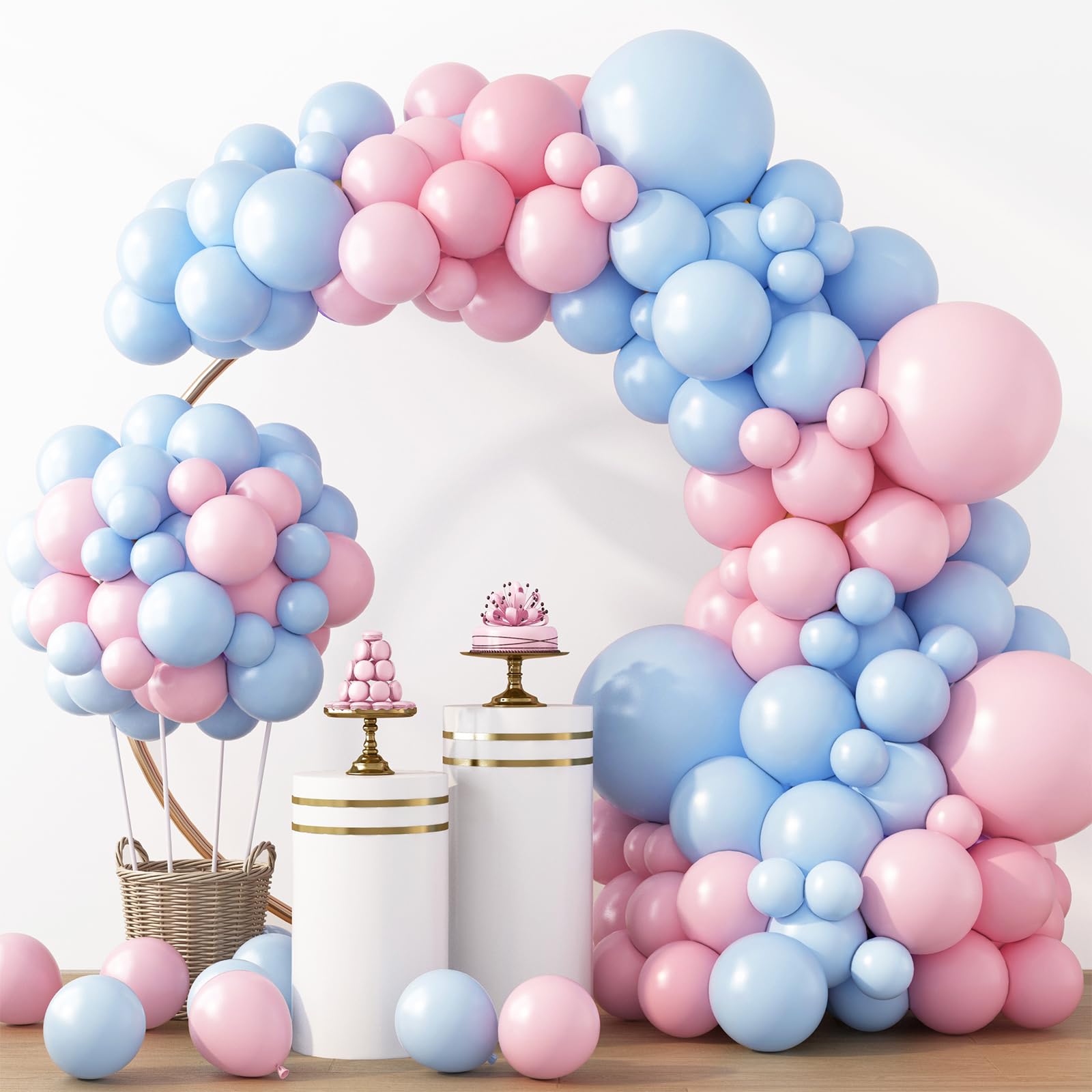 RUBFAC Pink Balloons 129pcs Light Pastel Pink Balloon Different Sizes 18 12 10 5 Inch for Garland Arch Mother's Day Birthday Party Baby Shower Gender Reveal Wedding Anniversary Easter Decoration
