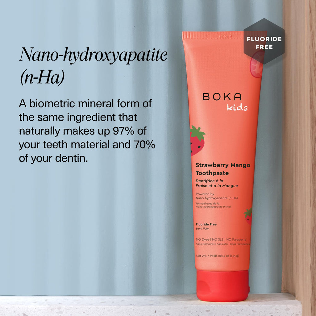Boka Fluoride Free Toothpaste Nano Hydroxyapatite Toothpaste - Strawberry Mango Flavor, 1.3 oz 2pk US Manufactured