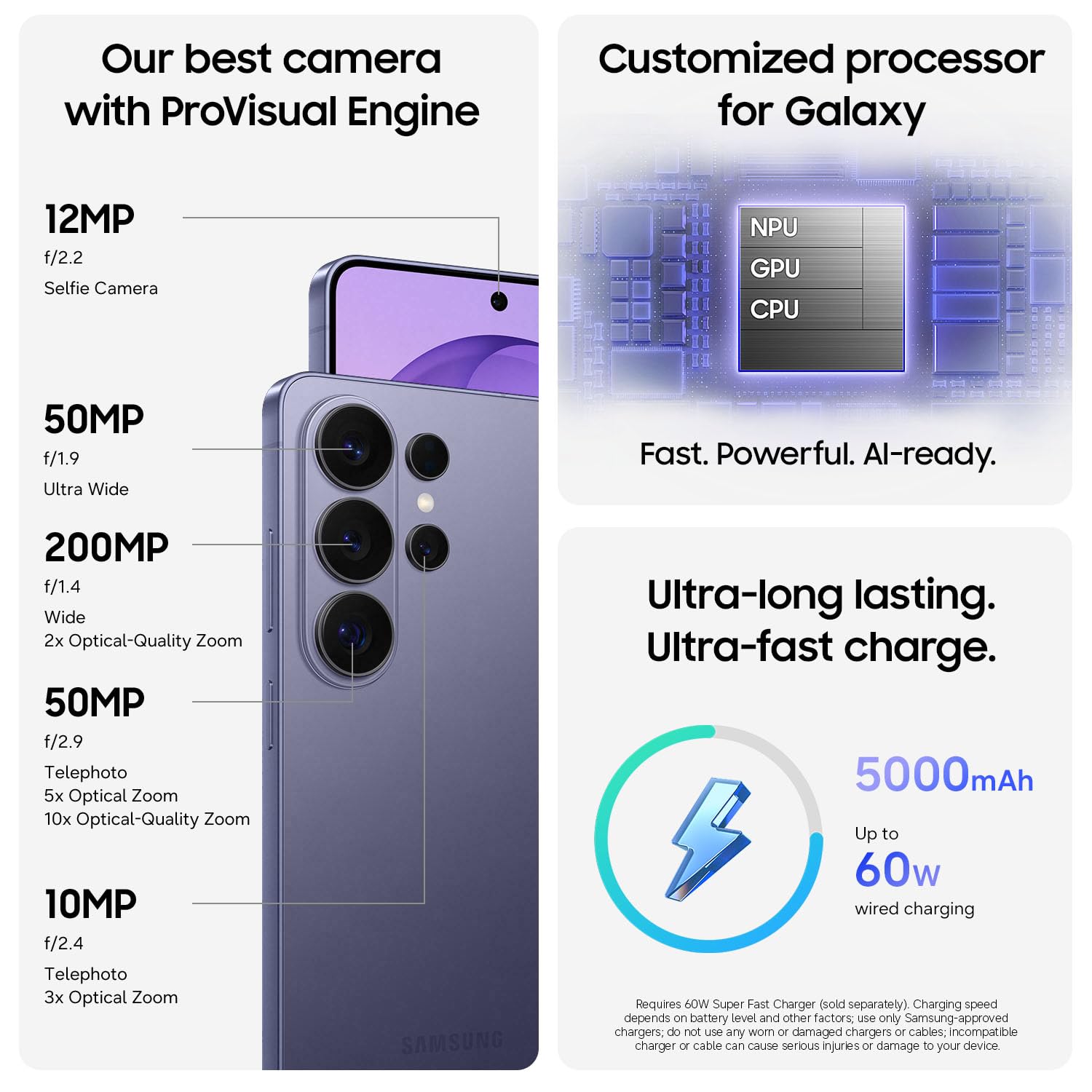 Samsung Galaxy S26 Ultra, Unlocked Android Smartphone, 512GB, Privacy Display, Galaxy AI, AI Camera, Super Fast Charging 3.0, Durable Battery, 2026, US 1 Year Warranty, Cobalt Violet