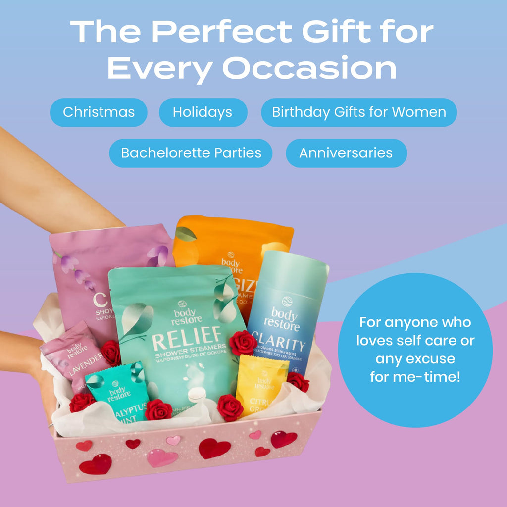 Body Restore Shower Steamers Aromatherapy 6 Pack – Mothers Day Gifts for Mom, Birthday Gifts for Women, Relaxation Stress Relief Self Care – Citrus Essential Oil Tablets
