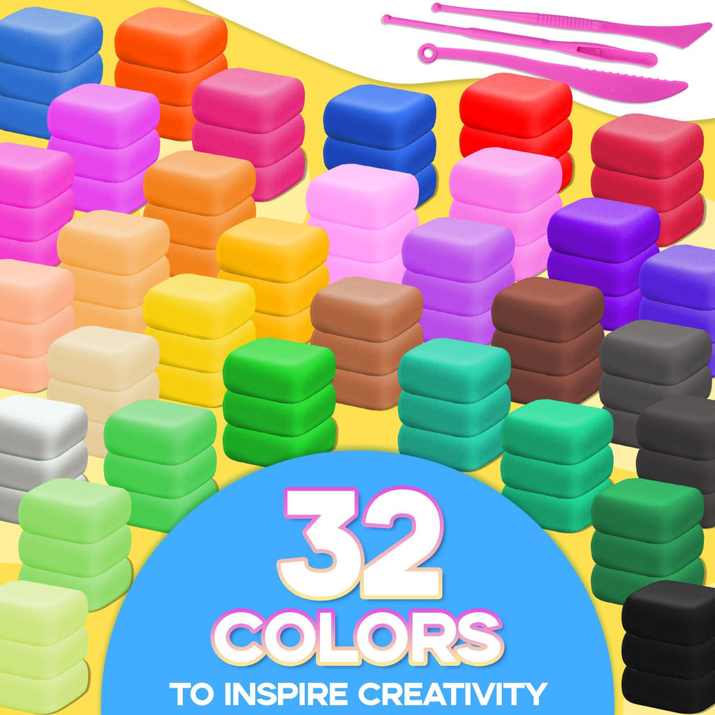 MuseLuxe Air Dry Clay - 32 Colors Modeling Clay Kit with 3 Sculpting Tools,Safe & Non-Toxic,DIY Magic Gifts Toys for Boys,Girls,Kids