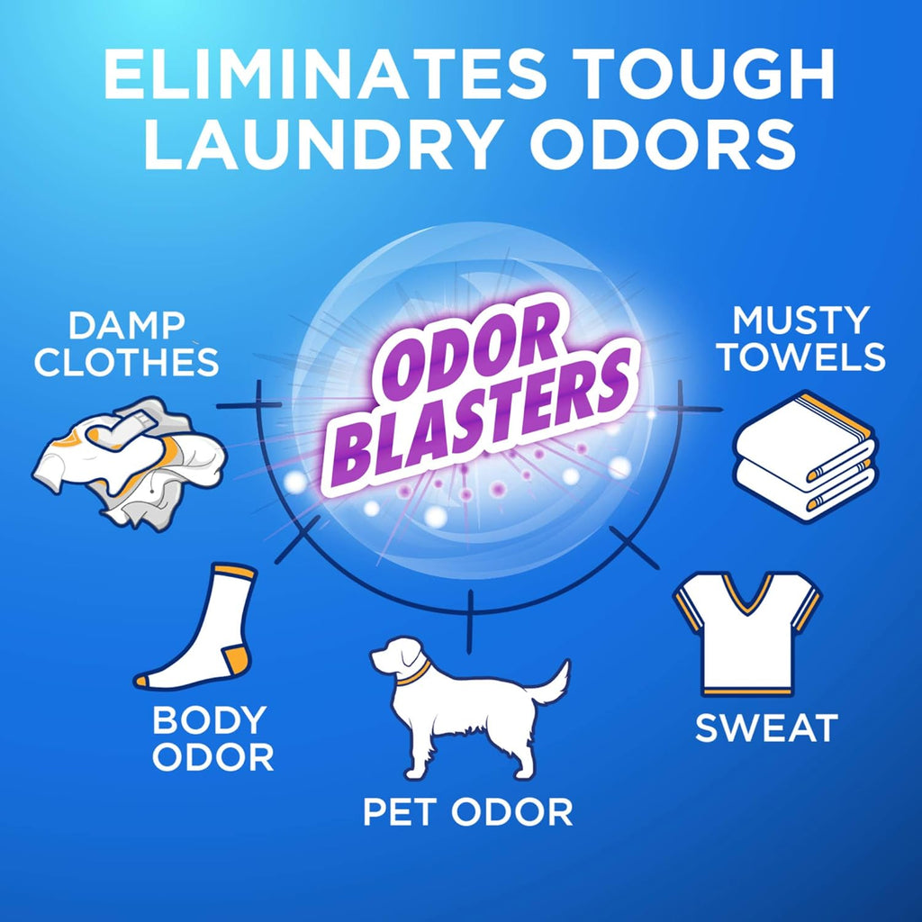 ARM & HAMMER Plus OxiClean with Odor Blasters Liquid Laundry Detergent, Laundry Odor Remover, Attacks Stains, Fresh Botanical Scent, 74 Loads, 96.2 Fl Oz