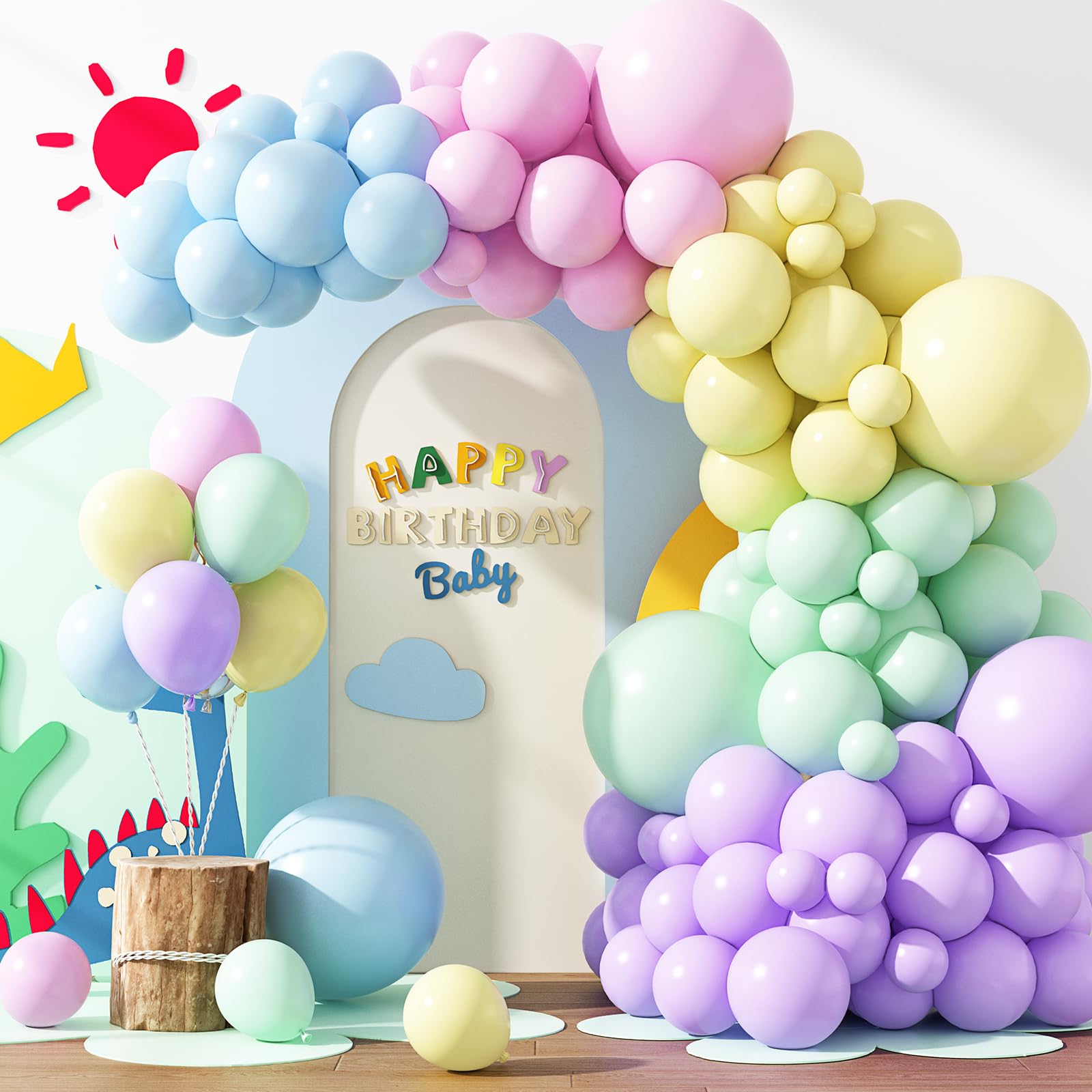 RUBFAC Pink Balloons 129pcs Light Pastel Pink Balloon Different Sizes 18 12 10 5 Inch for Garland Arch Mother's Day Birthday Party Baby Shower Gender Reveal Wedding Anniversary Easter Decoration
