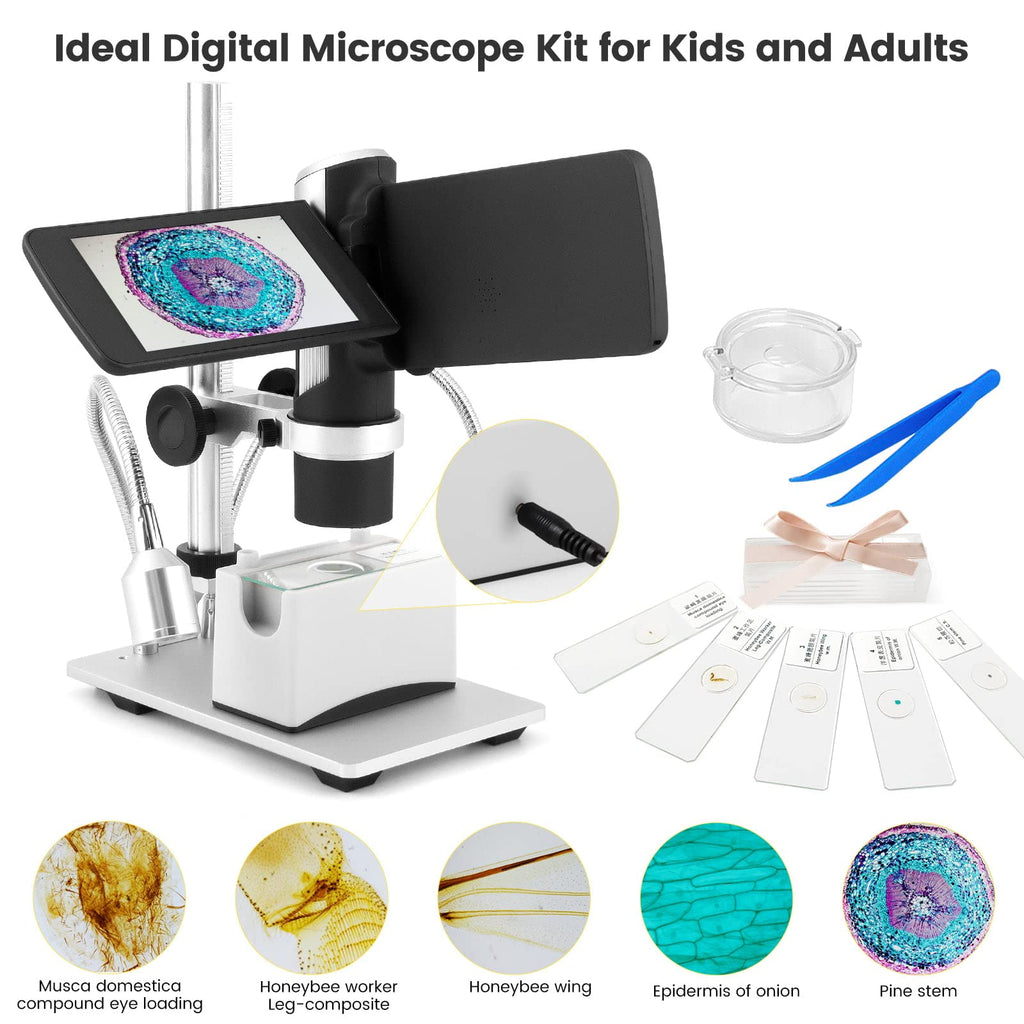 Andonstar AD203 Handheld Digital Microscope, Portable Pocket USB Coin Microscope with 4 inch Screen for Kids and Adults, Black, Electronic FHD Video, Windows Mac PC